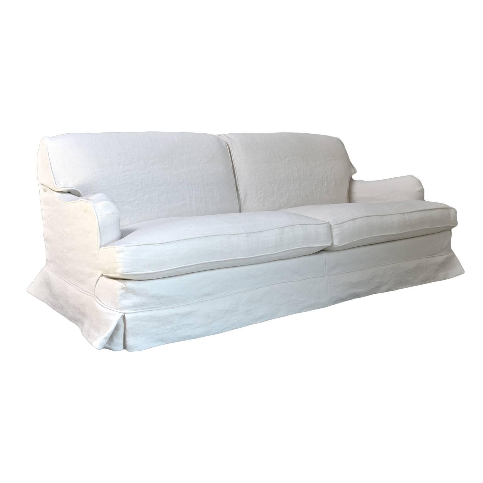 Made by am designs. High quality sofa hand made in Belgium, ultra-comfortable. Price including slipcover. Available in any size. Fabric shown Naturals Optical White. Cushions and fabric need to be ordered separately.