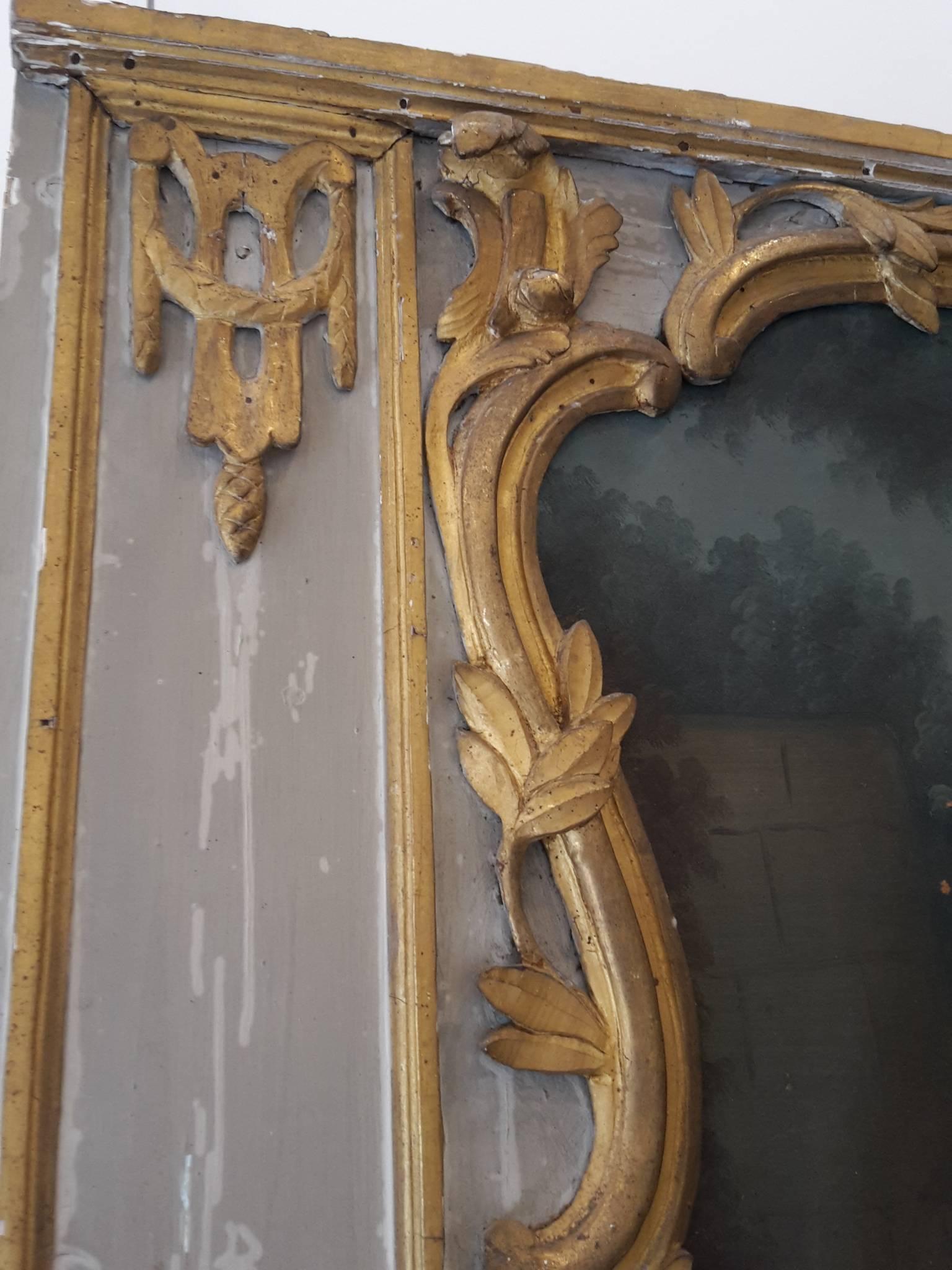 French Trumeau Mirror In Fair Condition For Sale In Saint-Ouen, FR