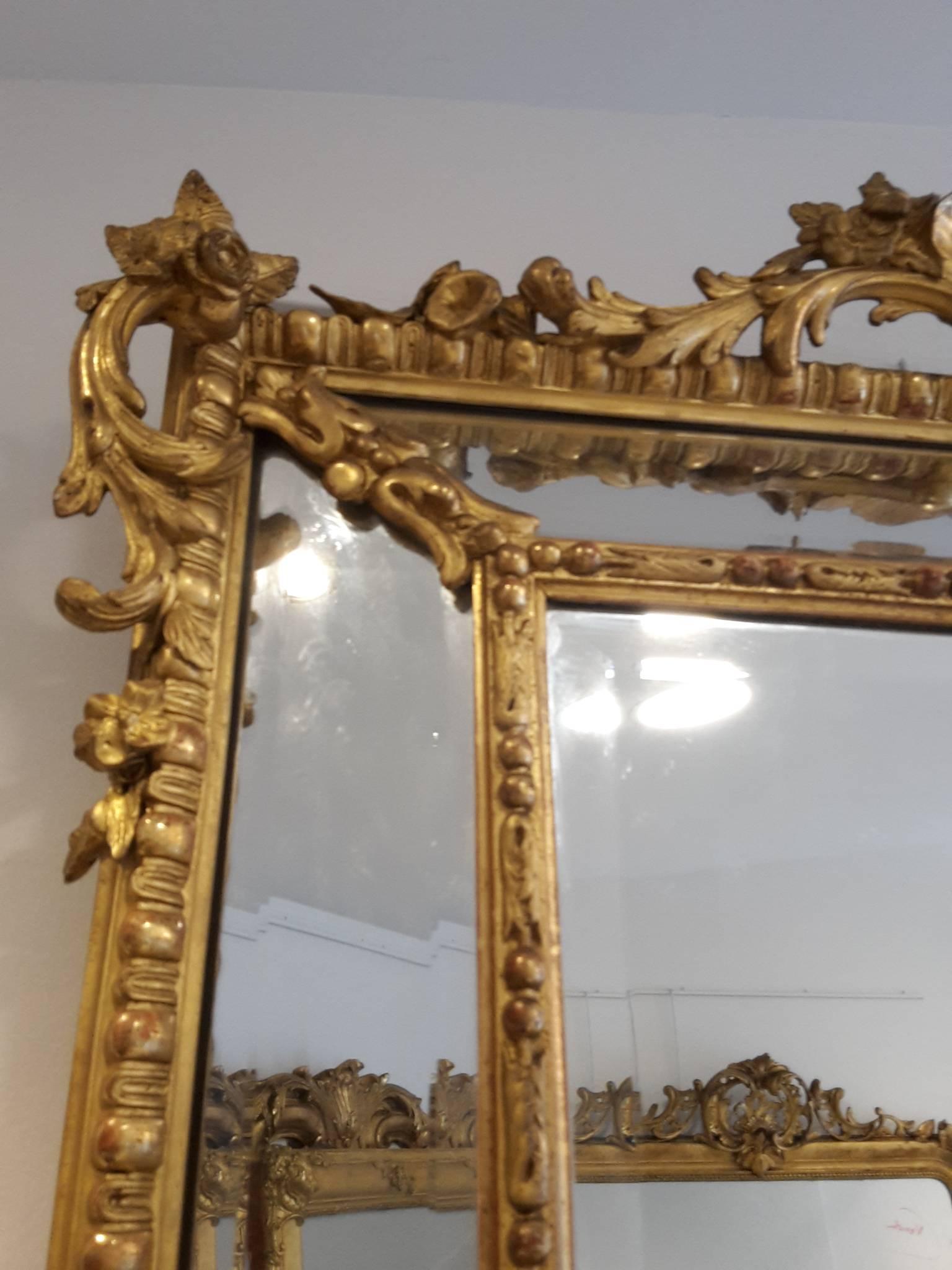 Antique French Napoleon III Mirror In Good Condition In Saint-Ouen, FR