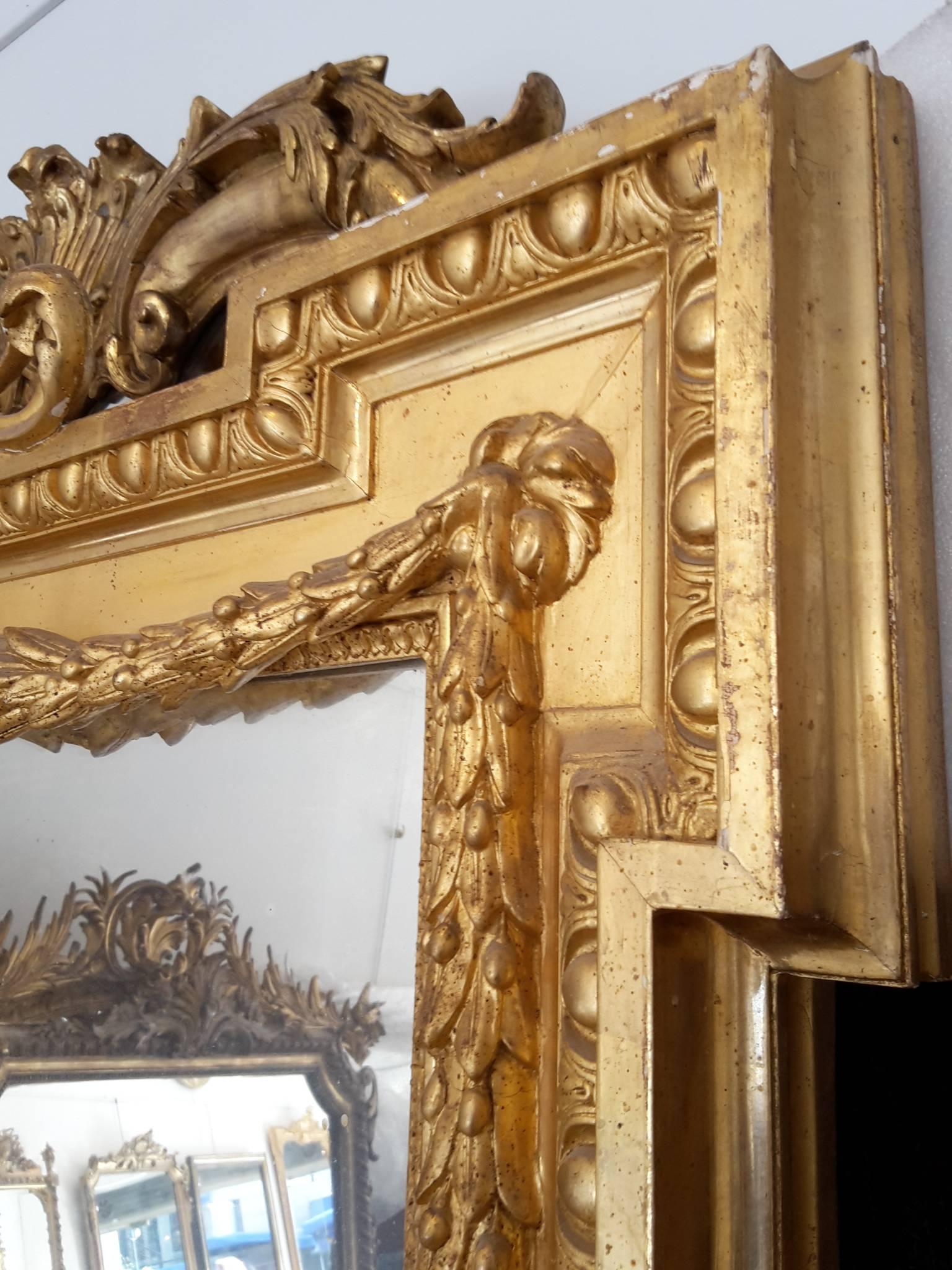 Louis XVI French Mirror Napoleon III Gilded