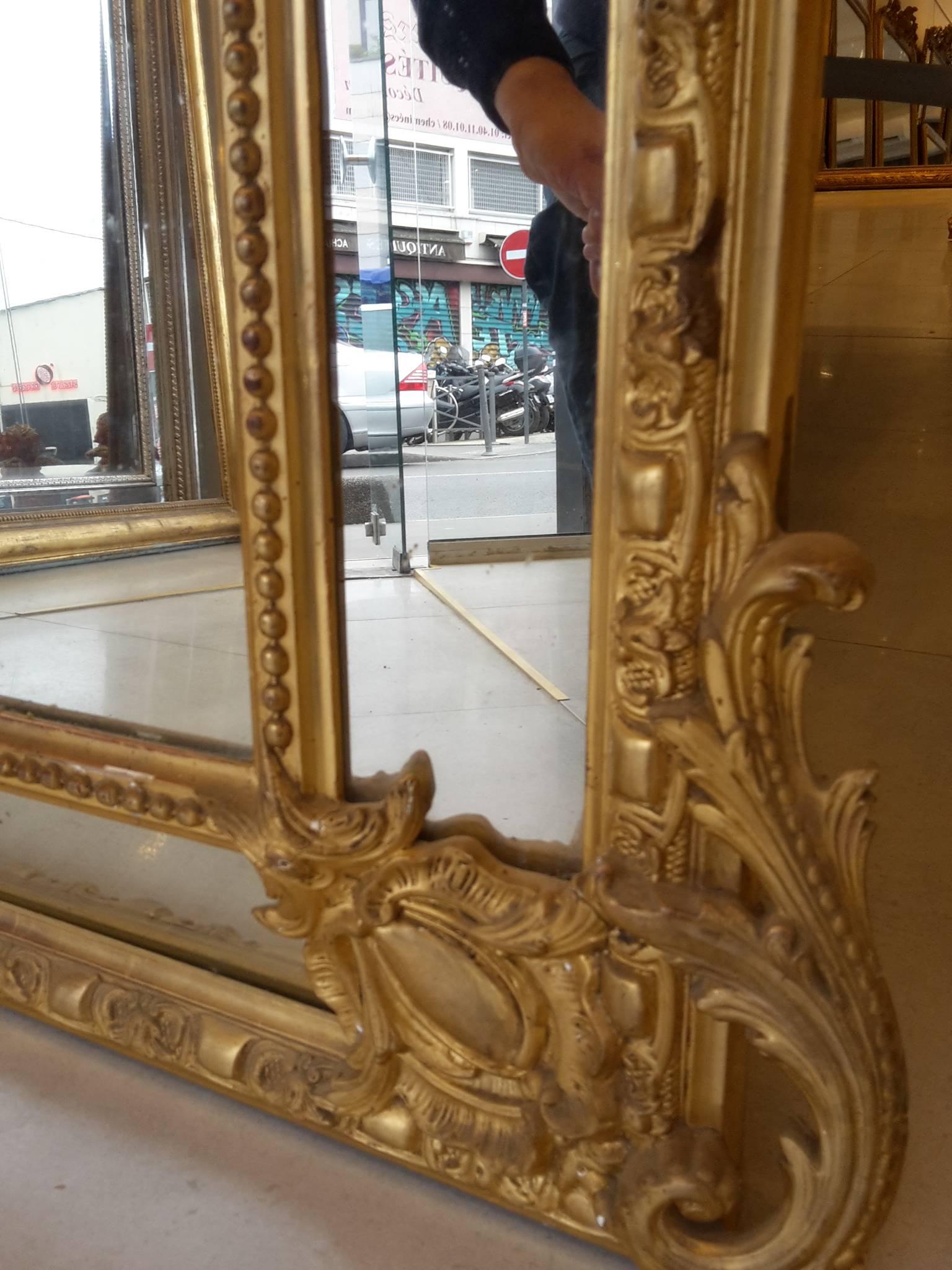 French Antique Mirror Napoleon III Gold Leaf For Sale 1