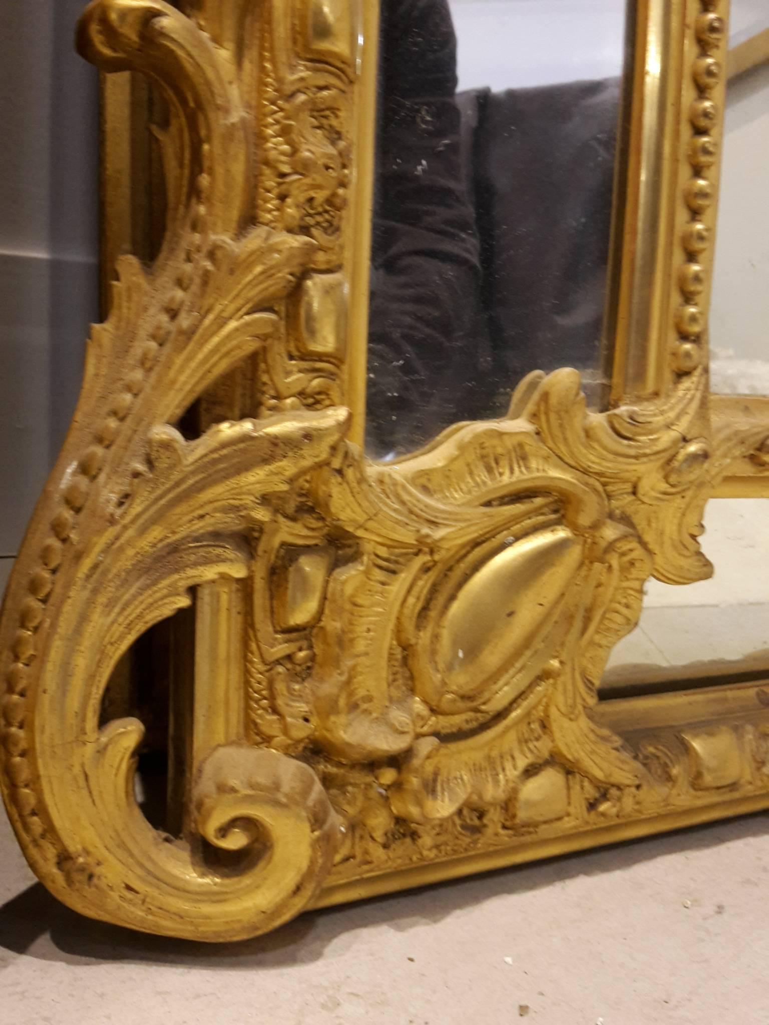 French Antique Mirror Napoleon III Gold Leaf For Sale 2
