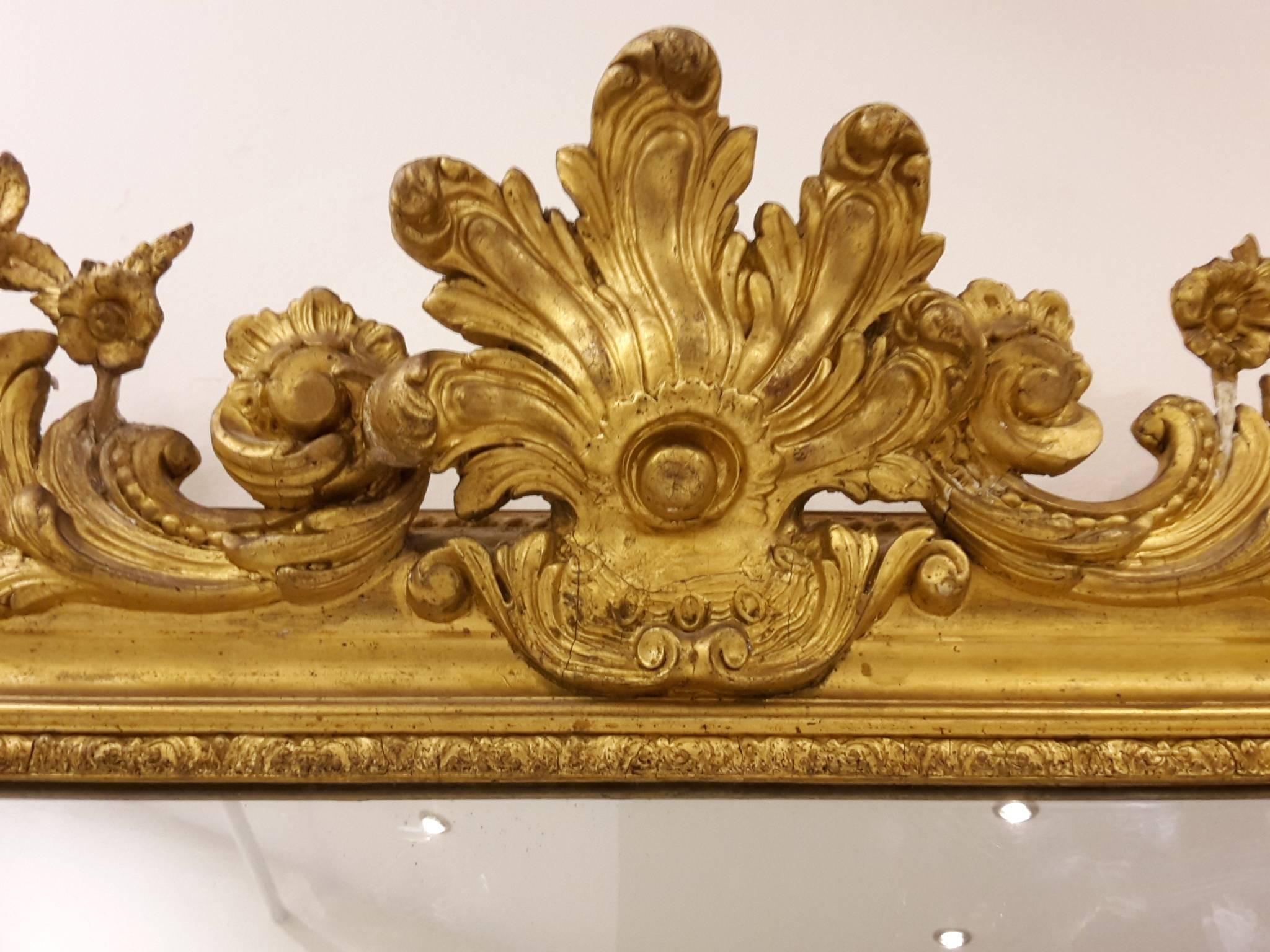 French Mirror Louis Philippe Gold Leaf In Good Condition In Saint-Ouen, FR
