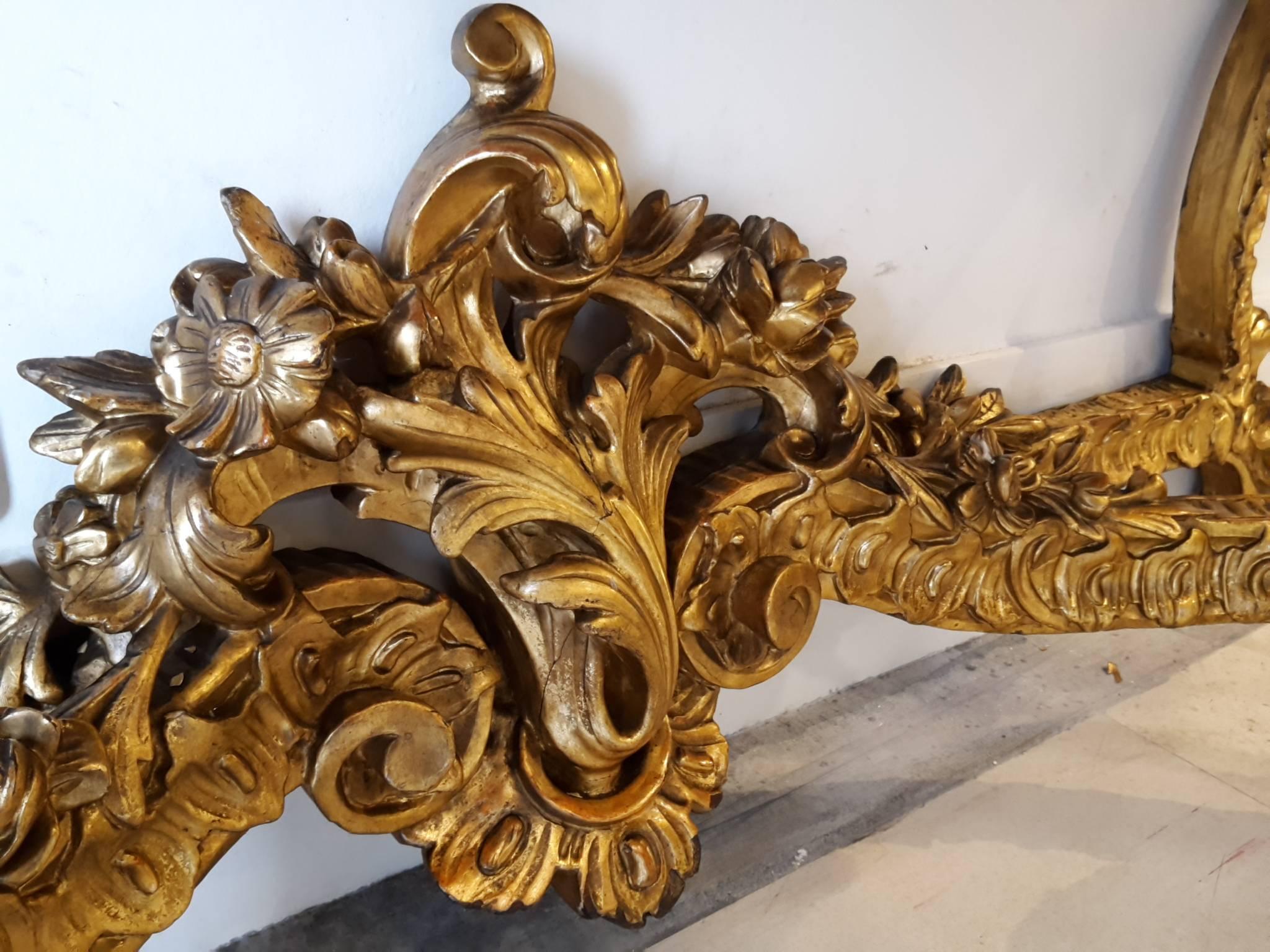 Wood French Console Table Giltwood and French Mirror Napoléon III