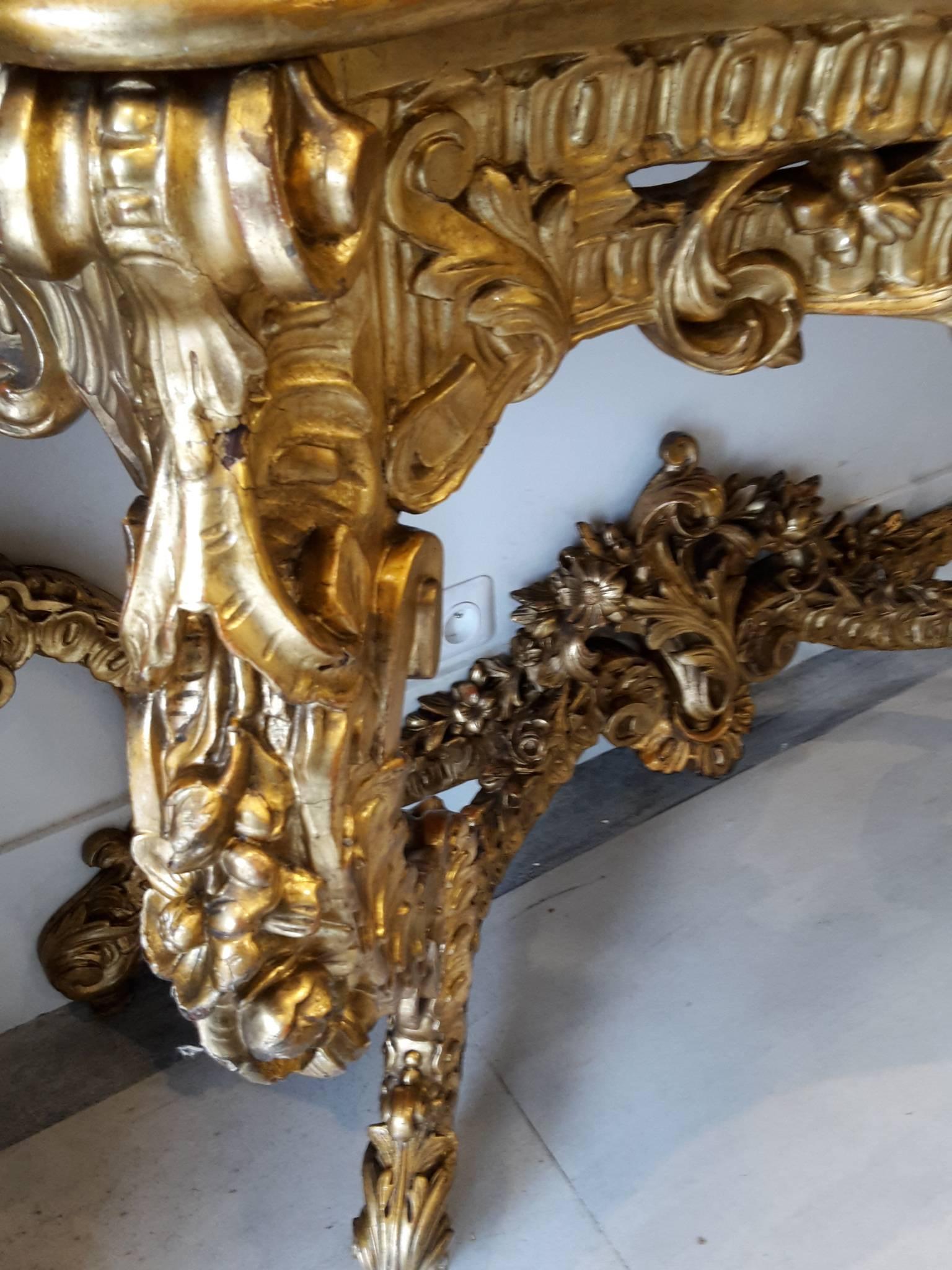 French Console Table Giltwood and French Mirror Napoléon III 1