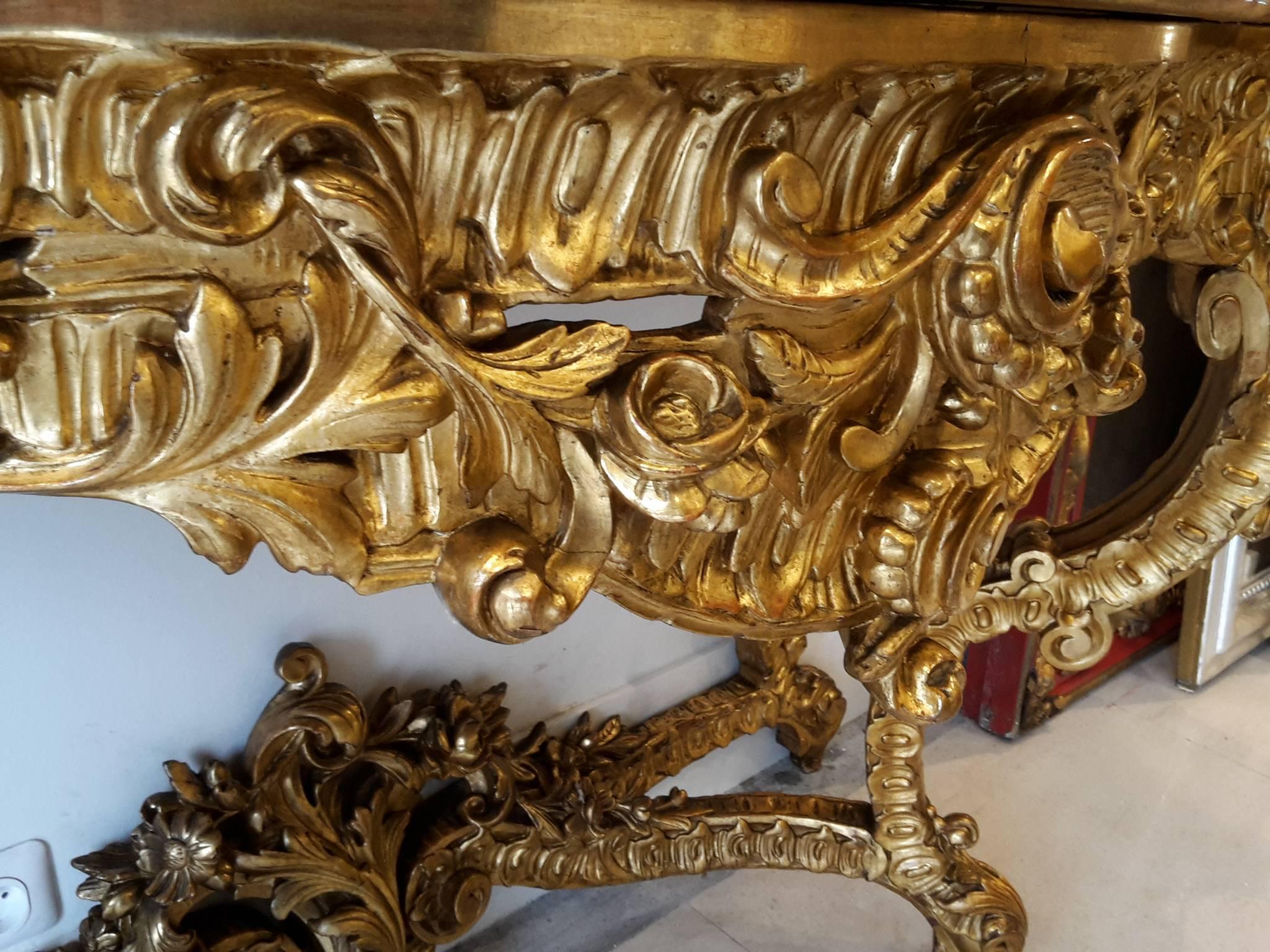 French Console Table Giltwood and French Mirror Napoléon III 3