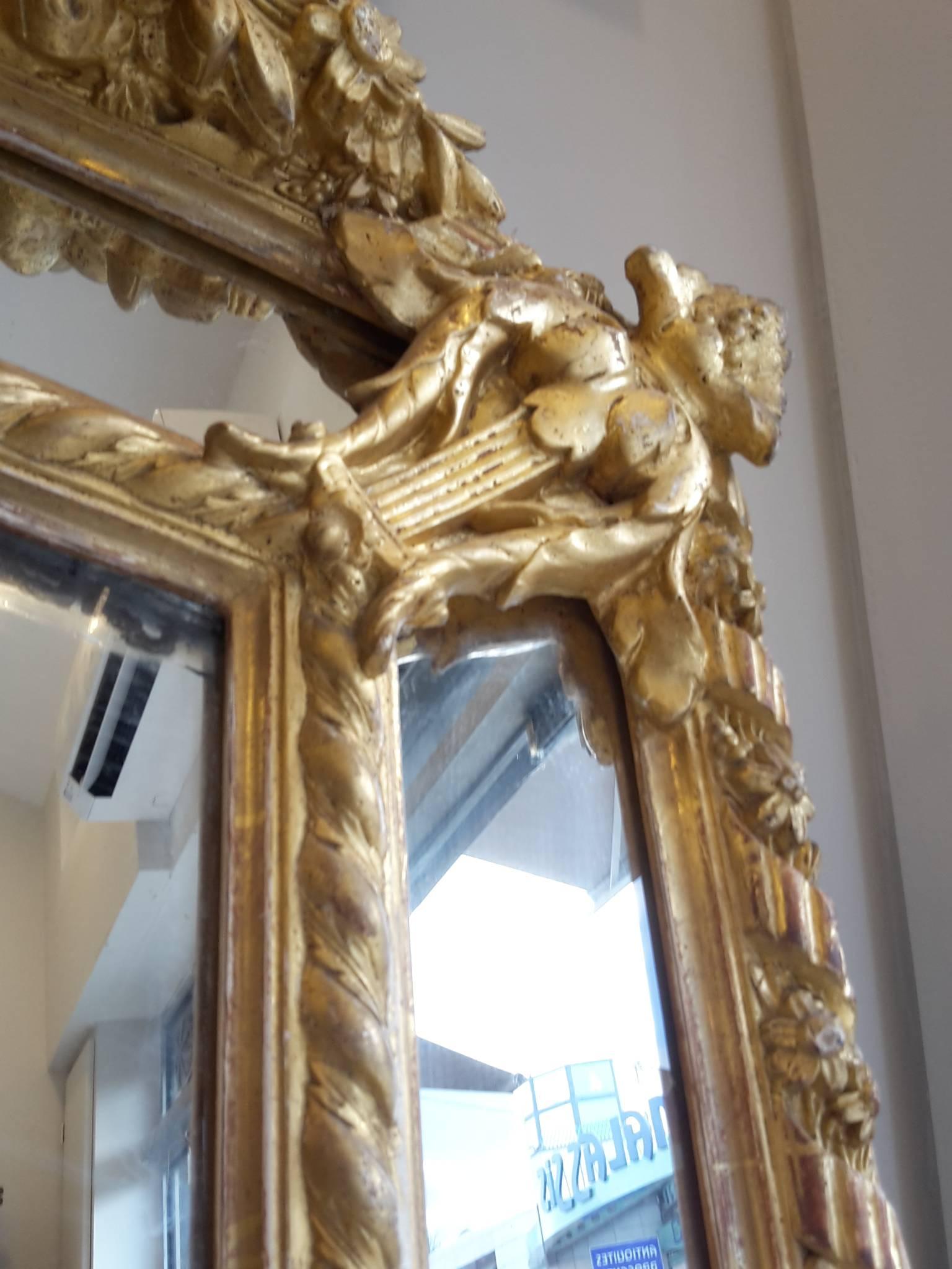 French Mirror Napoleon III Gold Leaf In Good Condition In Saint-Ouen, FR