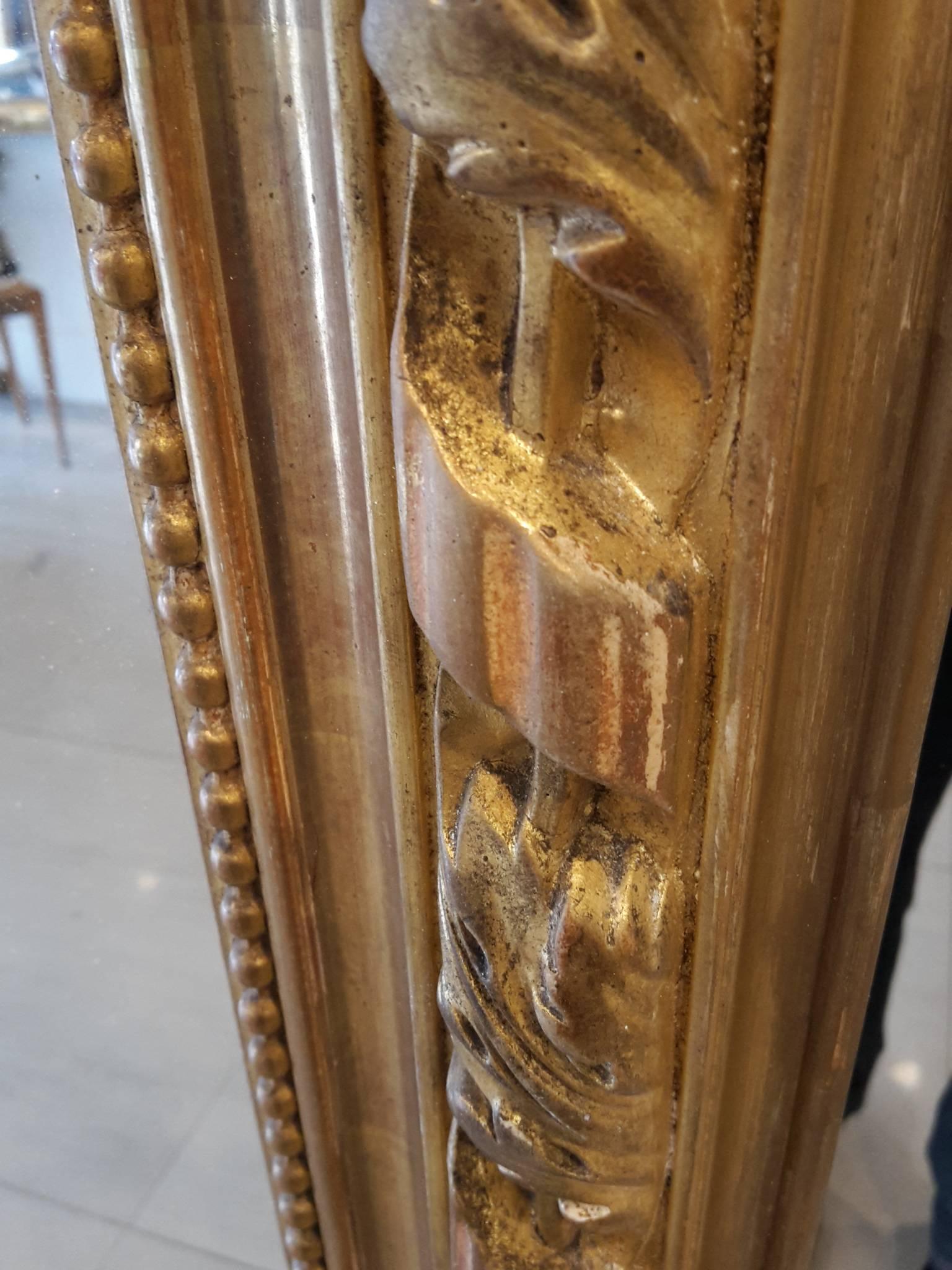 Late 19th Century French Antique Mirror Napoleon III Gilded