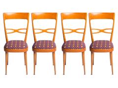 Set of Six 1950s Italian Chairs Featuring Vintage Upholsteries by LaDoubleJ