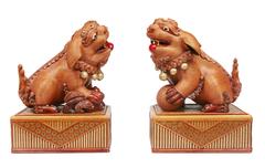 Pair of Mid-Century Chinese Foo Dog Boxes