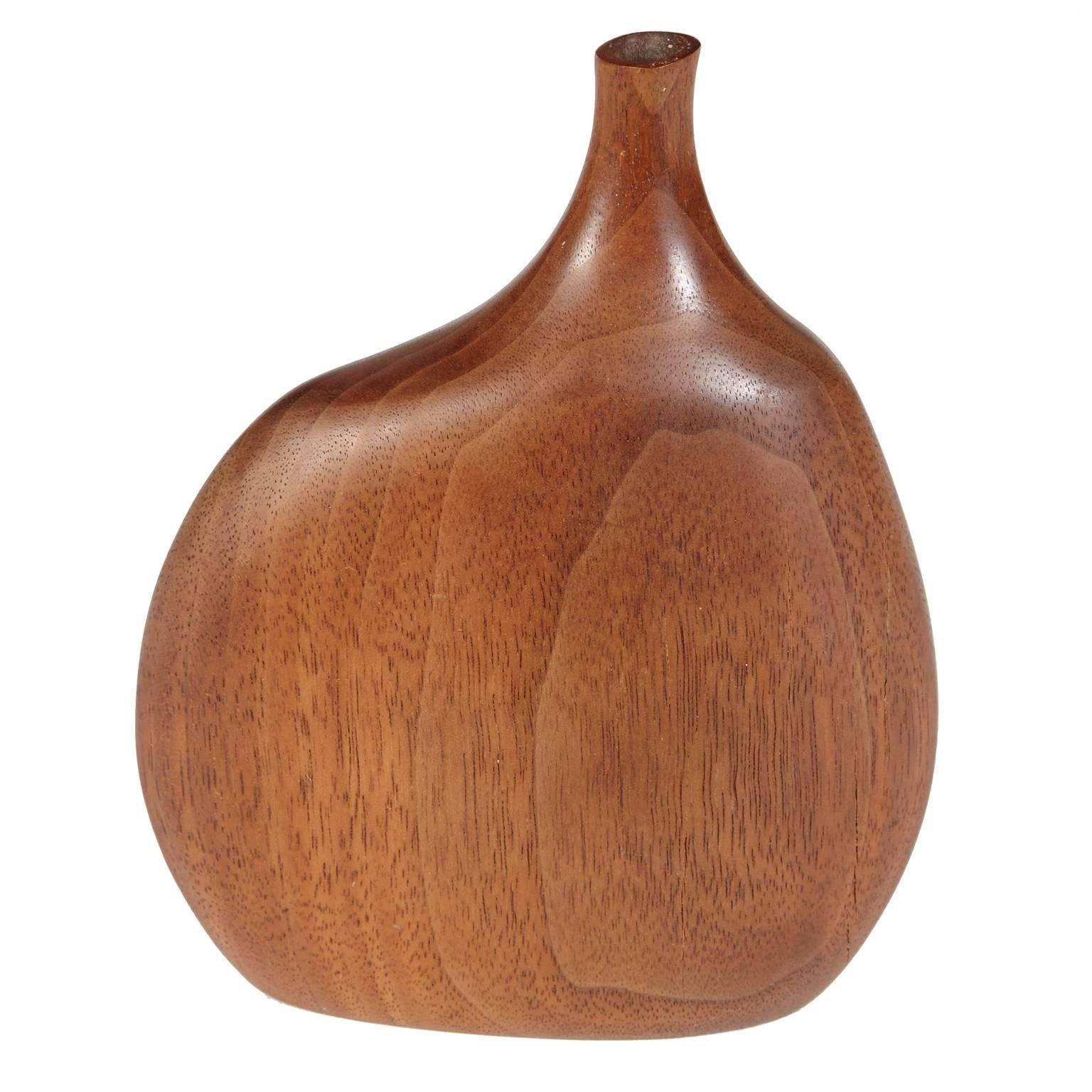 Beautiful Asymmetrical Doug Ayers Carved Wood Vase For Sale
