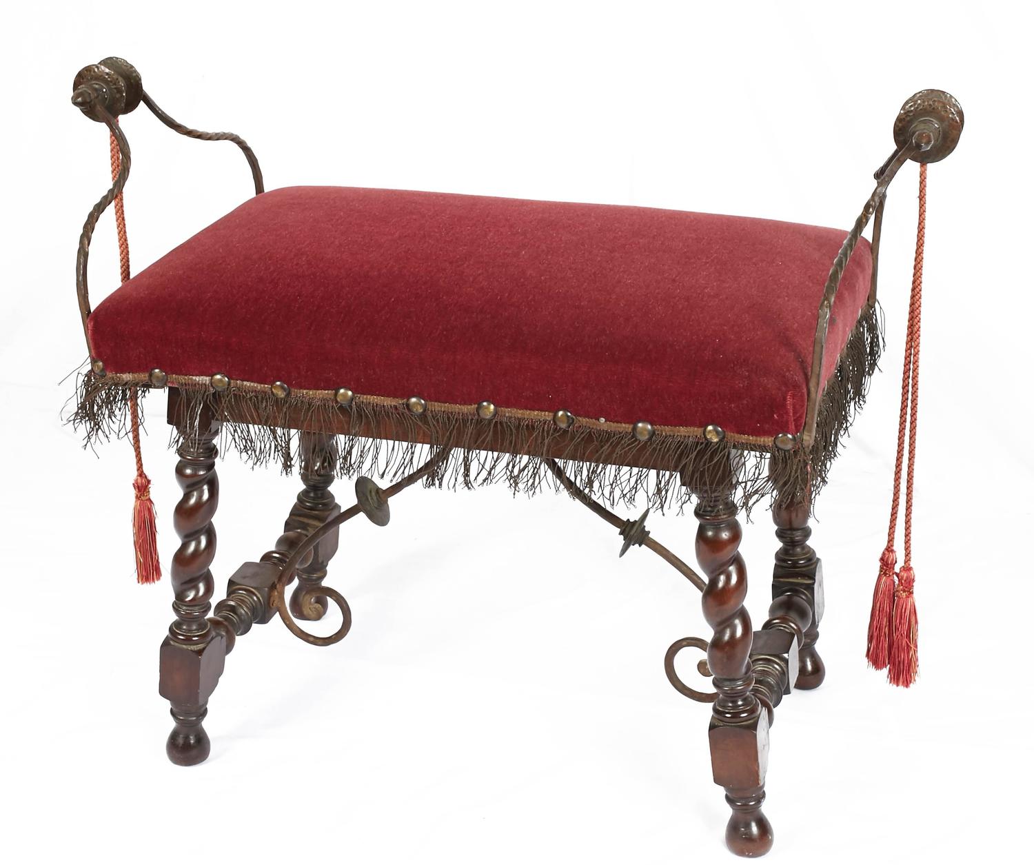 Pair of Spanish Revival Chairs with Matching Bench For Sale at 1stdibs