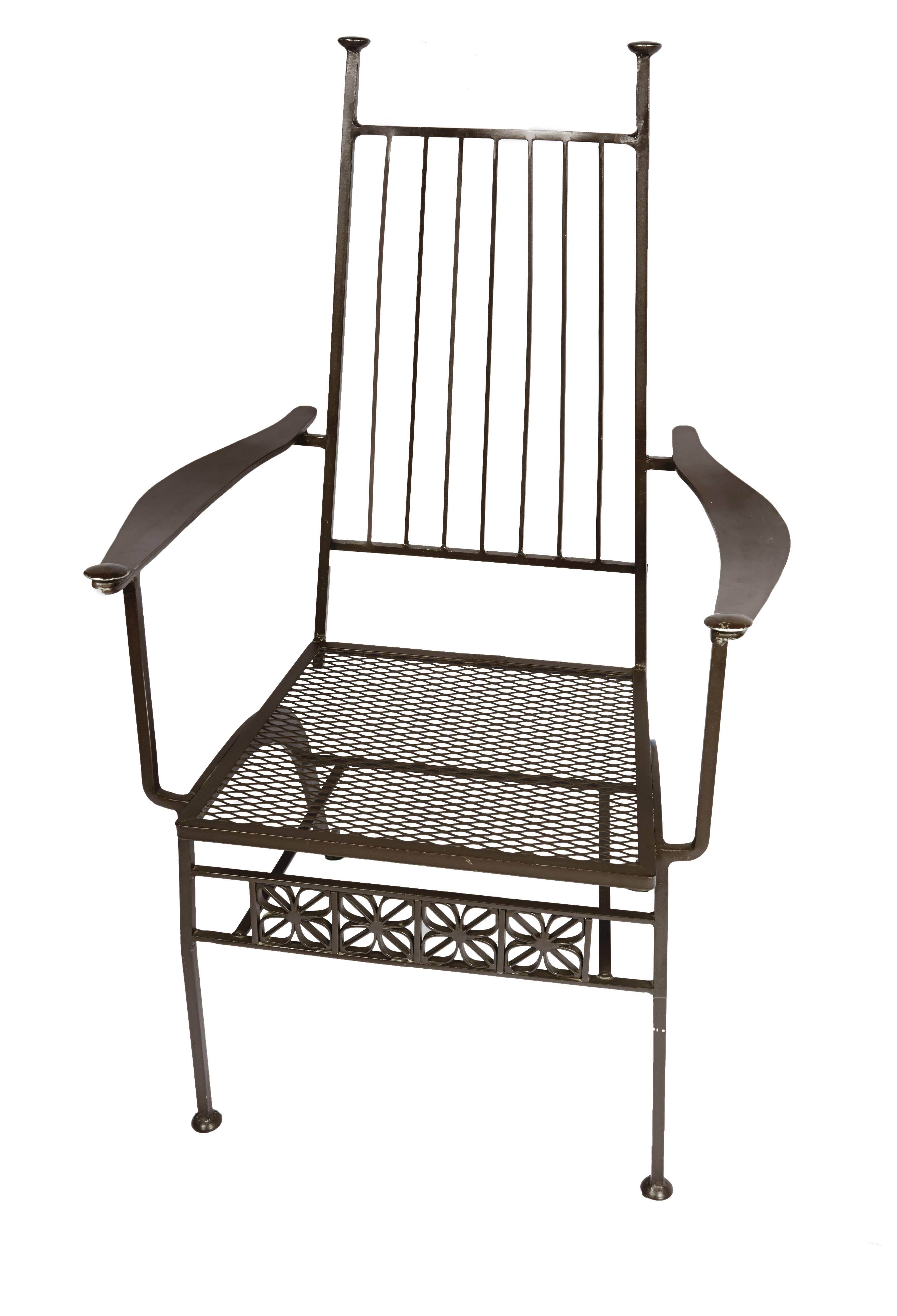Mid-Century Modern Rare Set of Six Salterini Wrought Iron Chairs For Sale