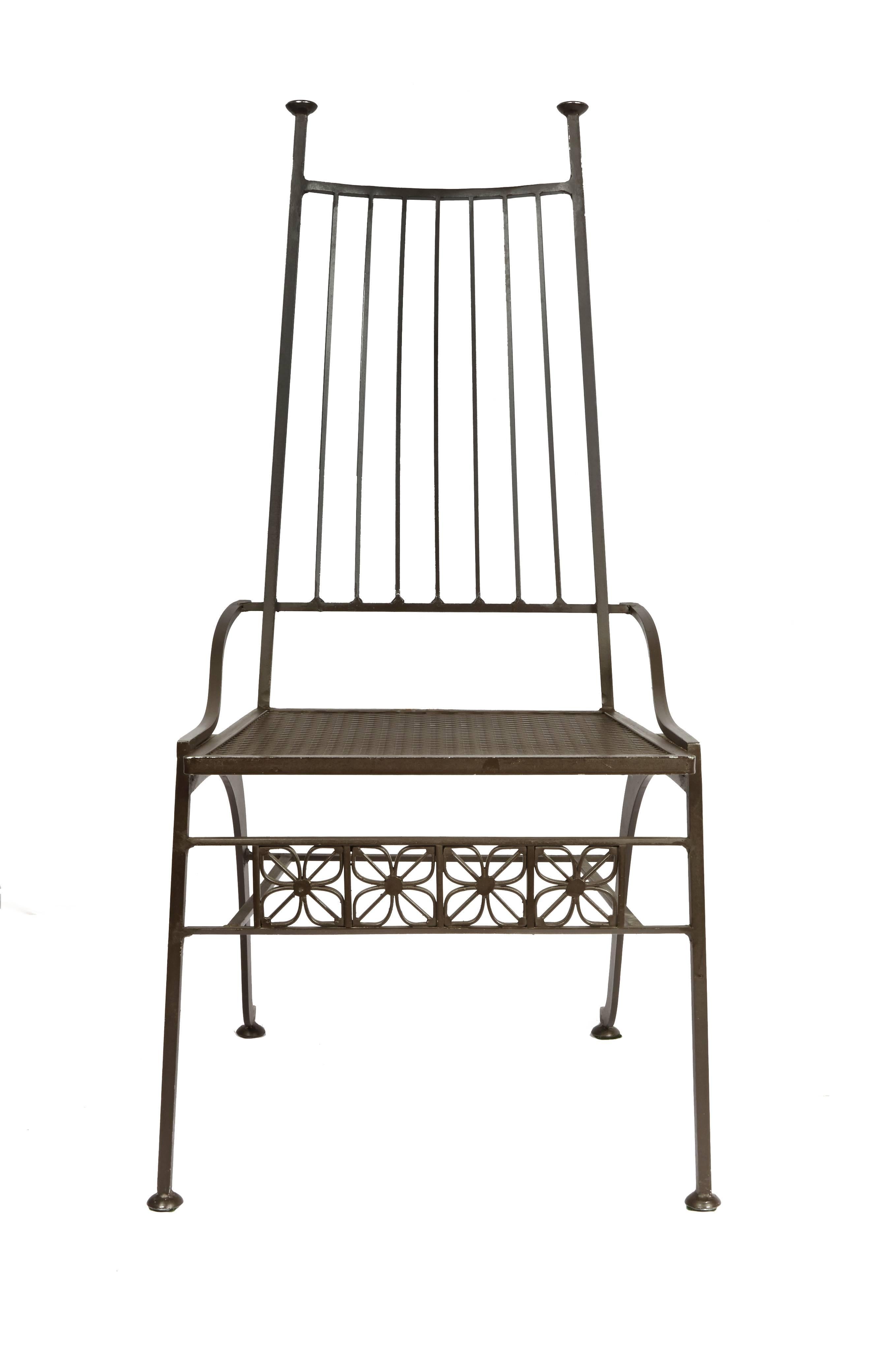 20th Century Rare Set of Six Salterini Wrought Iron Chairs For Sale