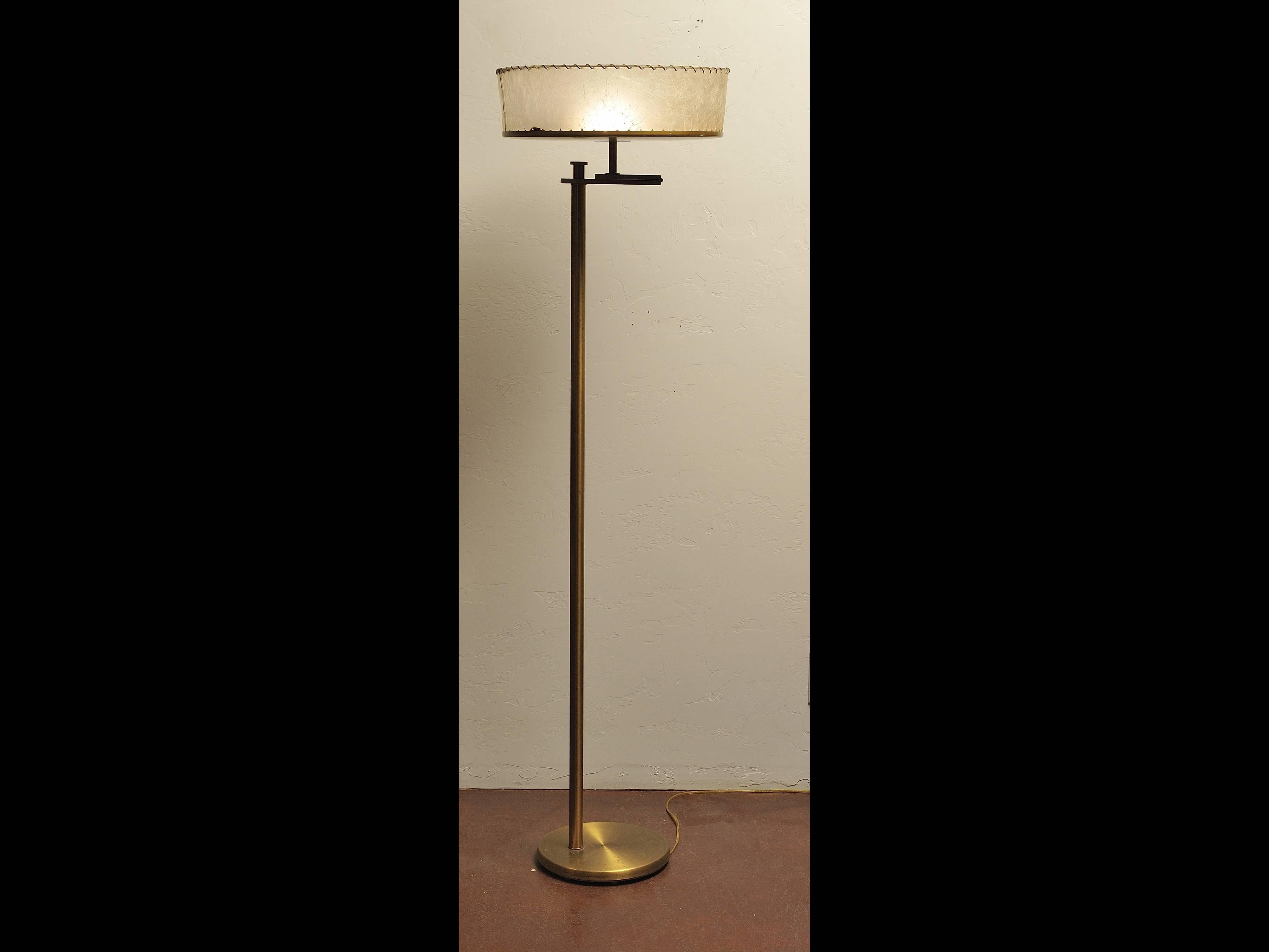 20th Century Kurt Versen Brass Flip-Top Floor Lamp