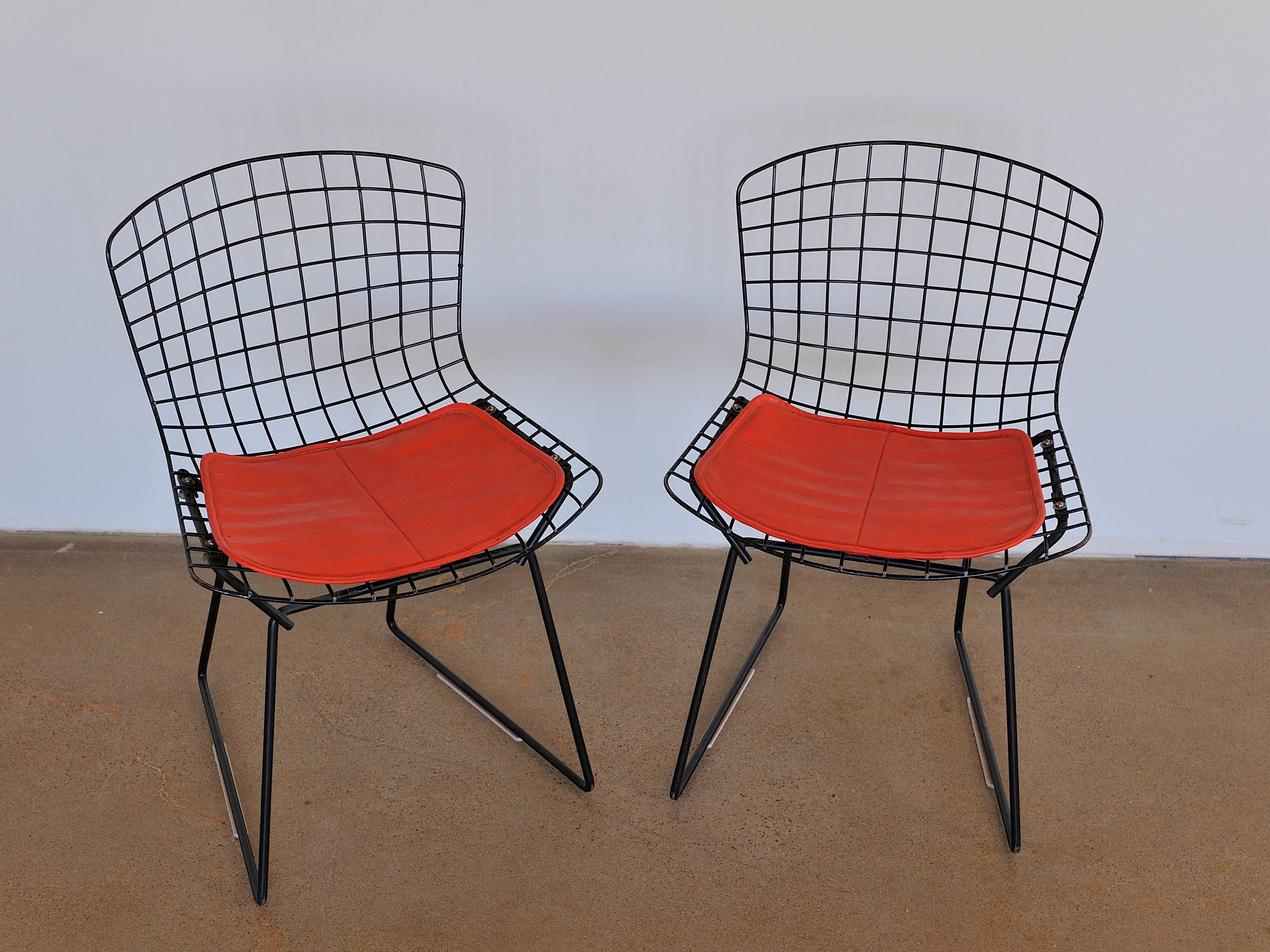 Mid-Century Modern Pair of Black Harry Bertoia Child's Chairs by Knoll