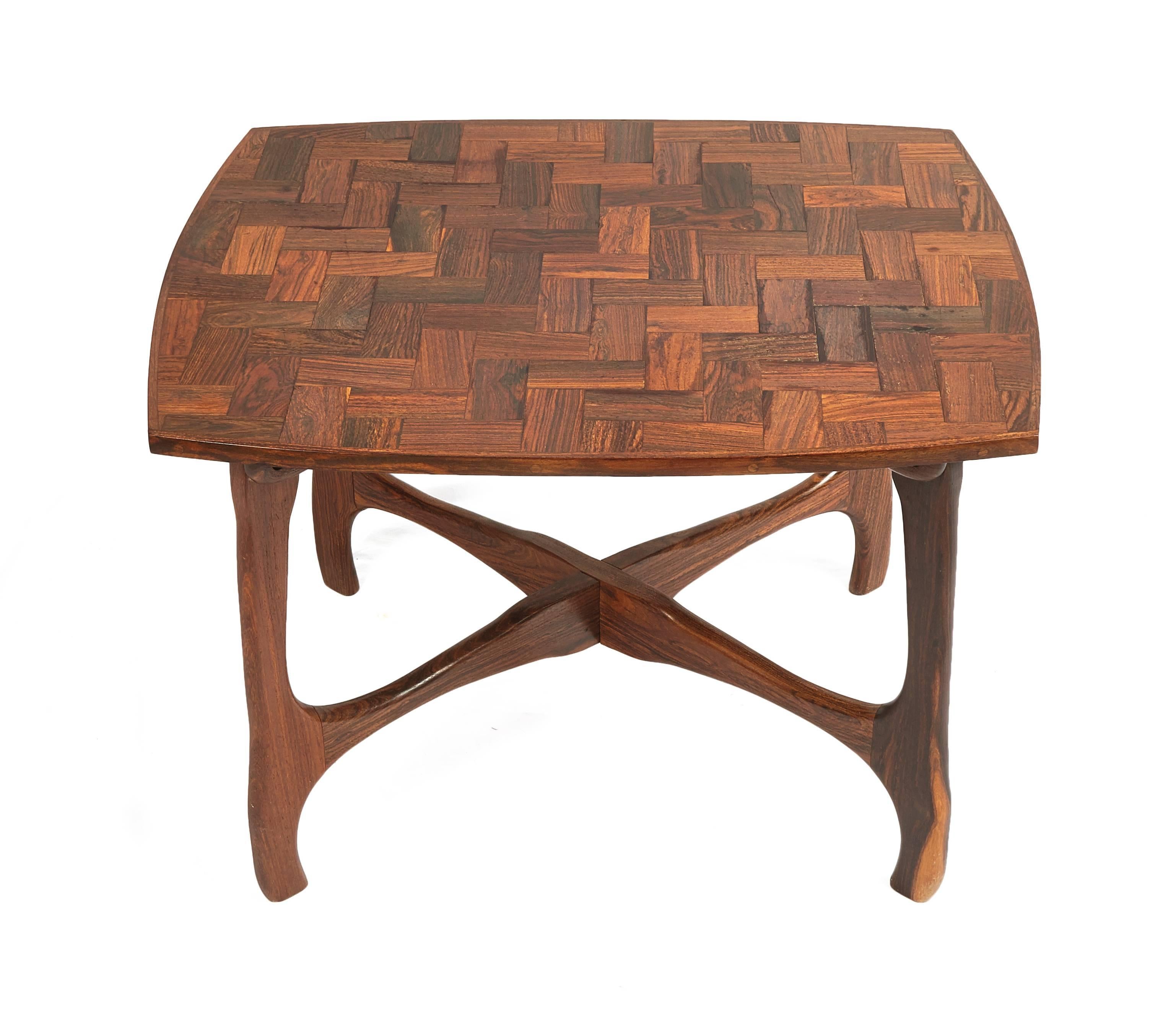 Mid-Century Modern Don Shoemaker Side Table with Parquetry Top