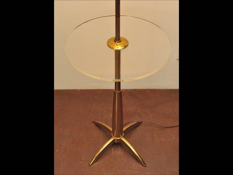 Brass and Acrylic Stiffel Mid-Century Modern Floor Lamp For Sale at 1stDibs