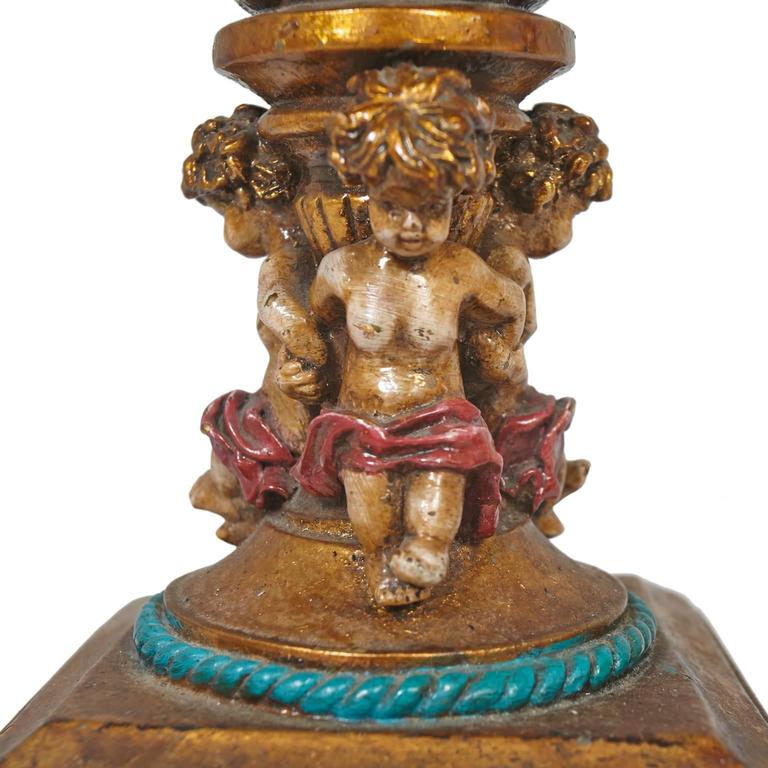 Exquisite Pair of French Inspired Candelabra Lamps with Four Cherubs