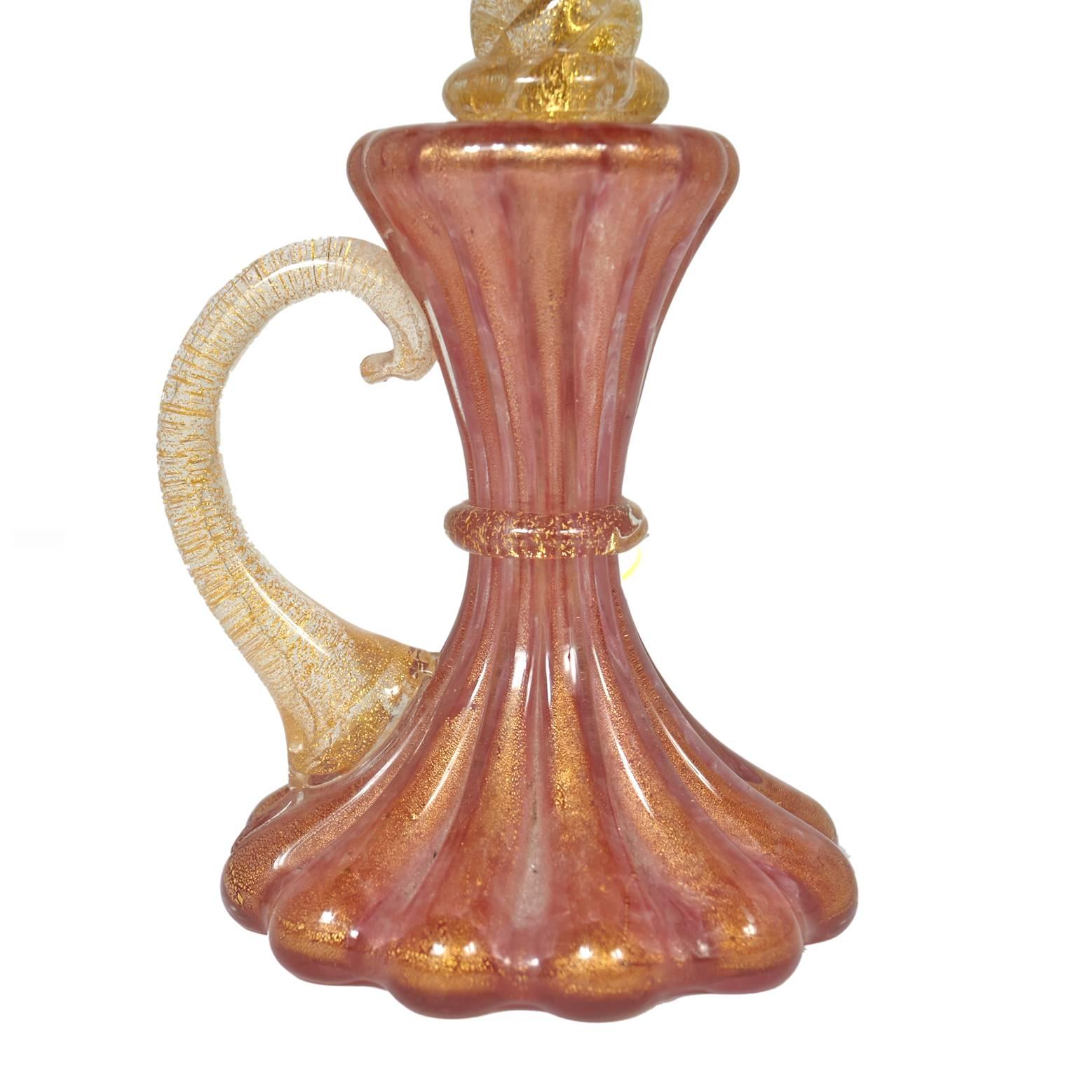 Barovier & Toso Murano Gold and Pink Table Lamp In Excellent Condition In Tucson, AZ