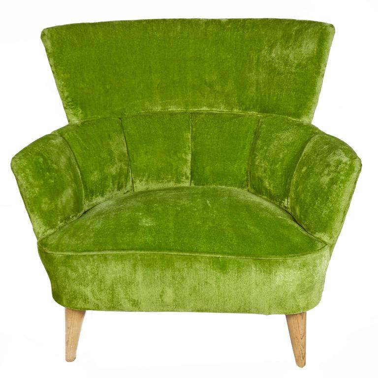 Striking Pair Of Lime Green Crushed Velvet Lounge Chairs For At Beautiful Pair Of Vintage Lime Green Crushed Velvet Chairs Original Fabric In Great