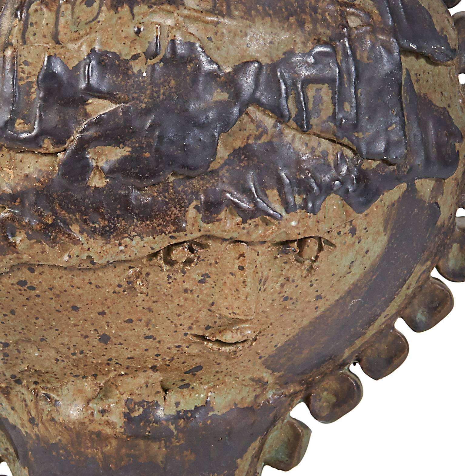 Glazed Maurice Grossman Two-Sided Earthenware Head Vessel