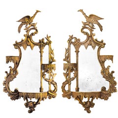 Vintage Pair of Opposing Giltwood Carved Eagle Mirrors