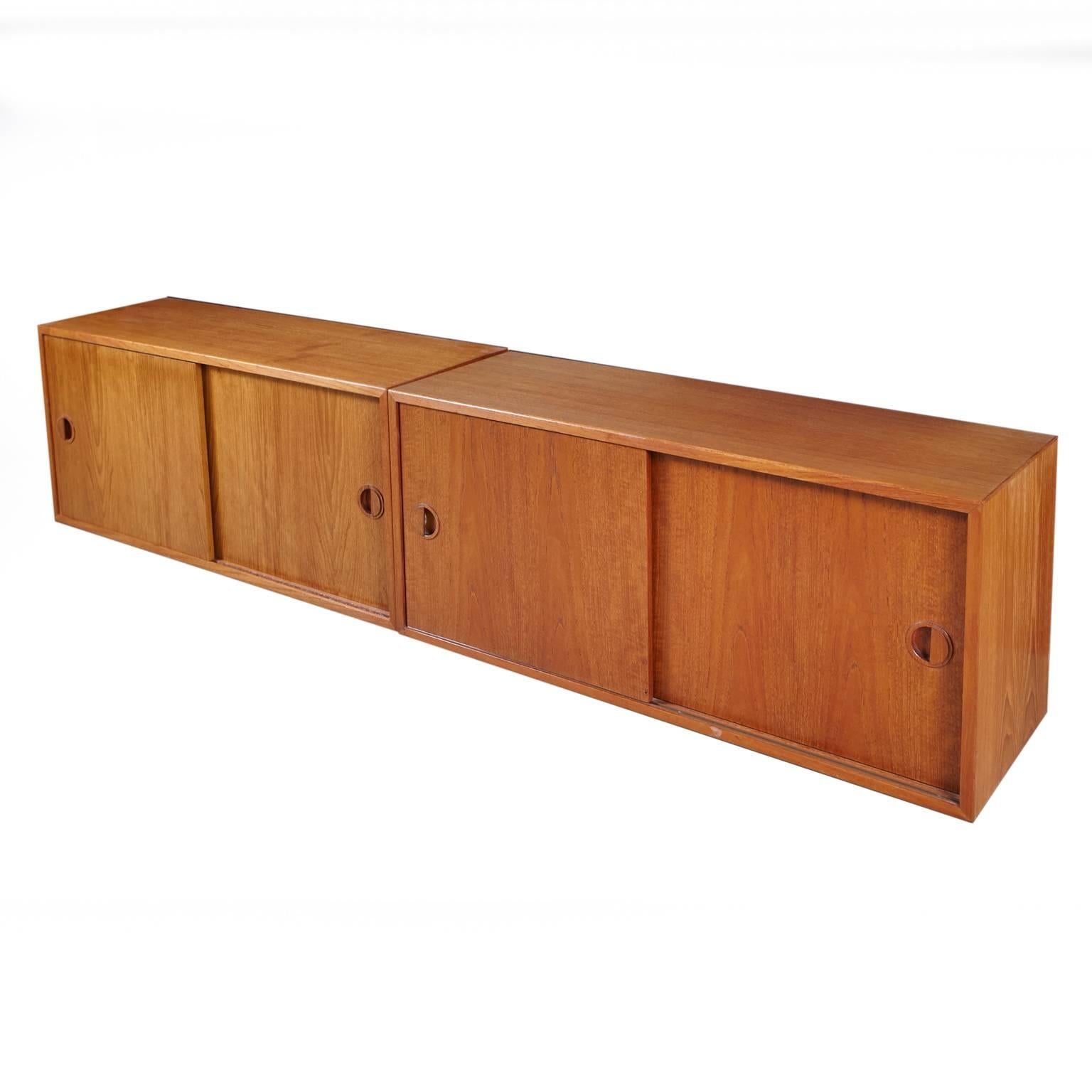 20th Century HG Furniture Danish Two-Cabinet Teak Floating Wall Unit For Sale