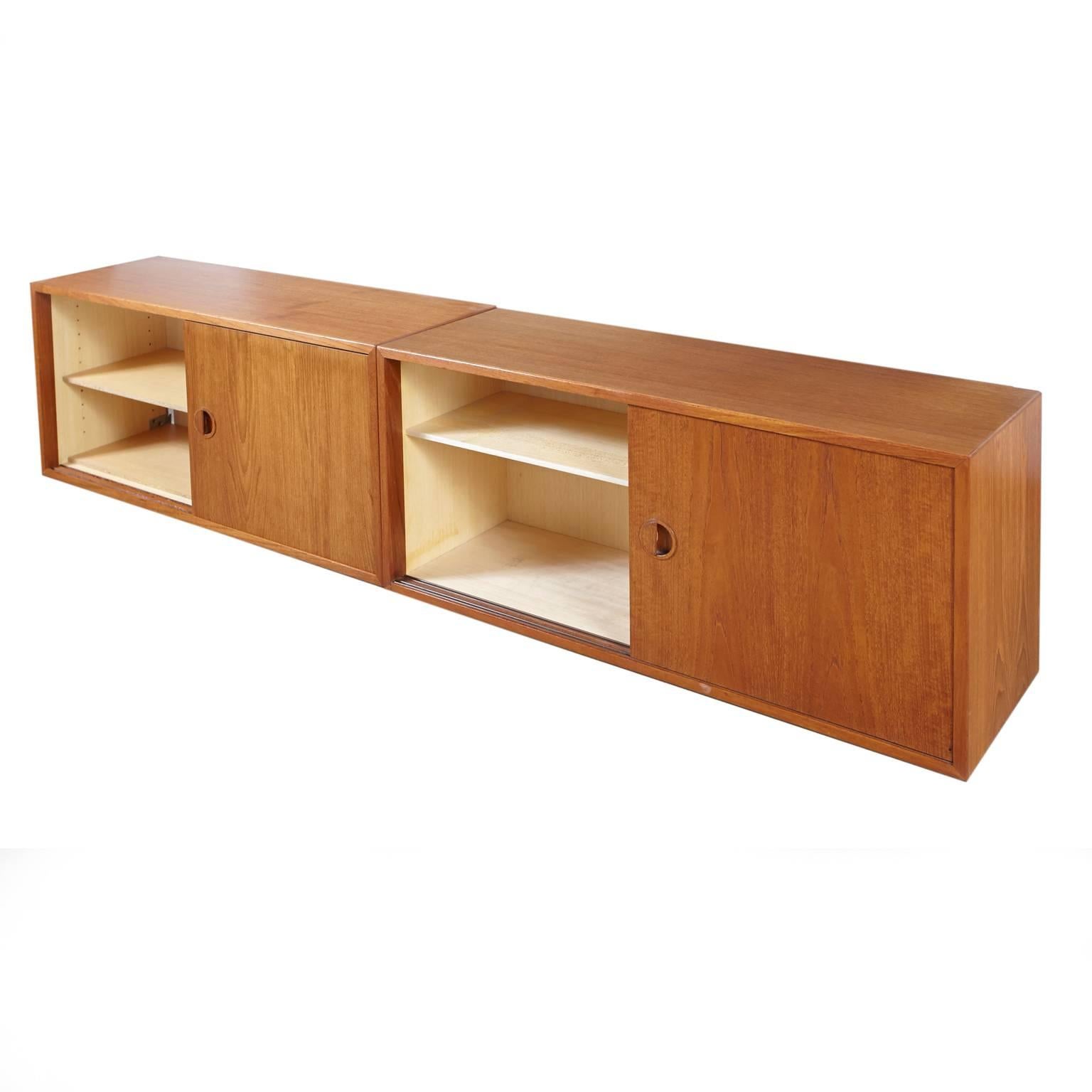 HG Furniture Danish Two-Cabinet Teak Floating Wall Unit For Sale 1