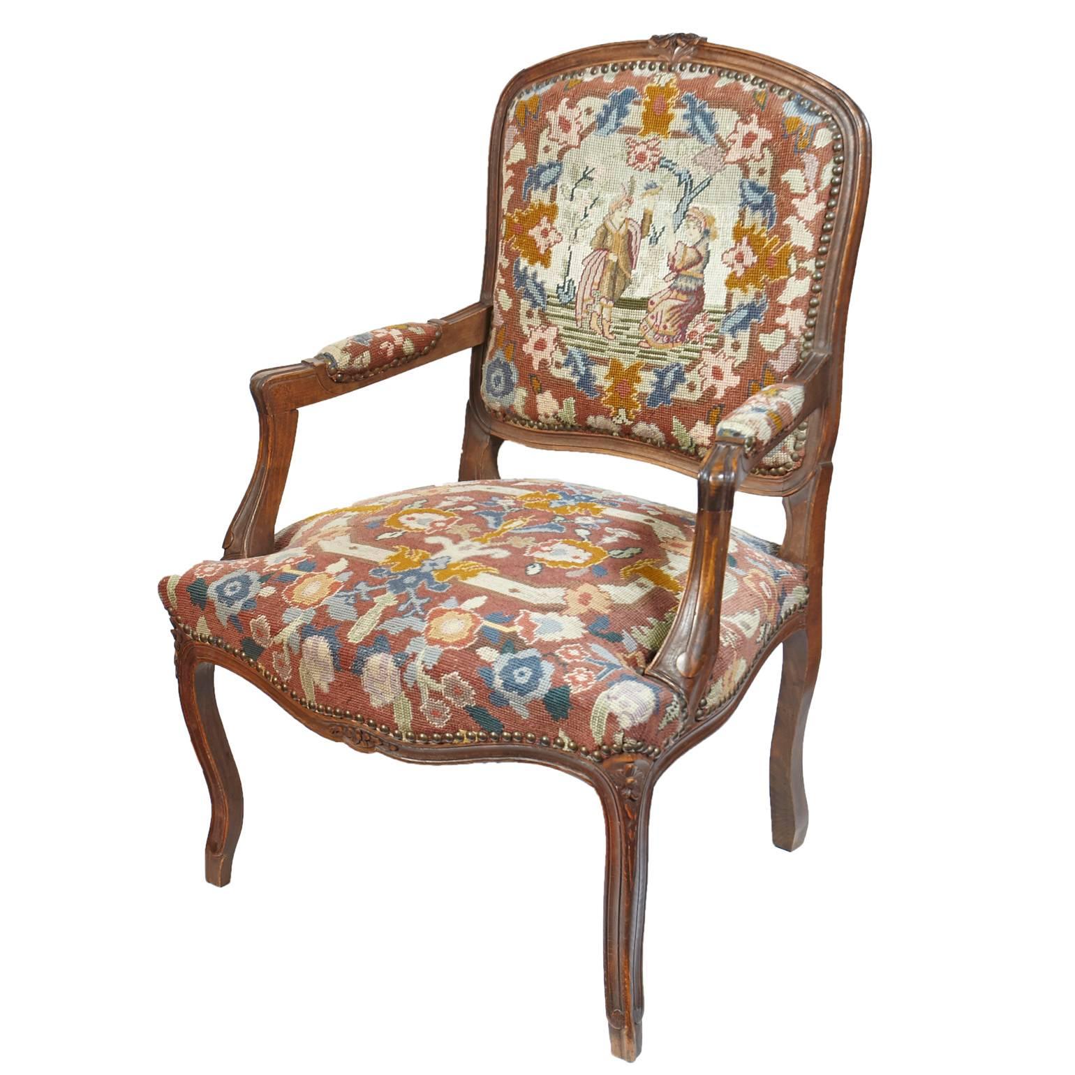 Beautiful Louis XVI style needle point chair.
Very good condition.