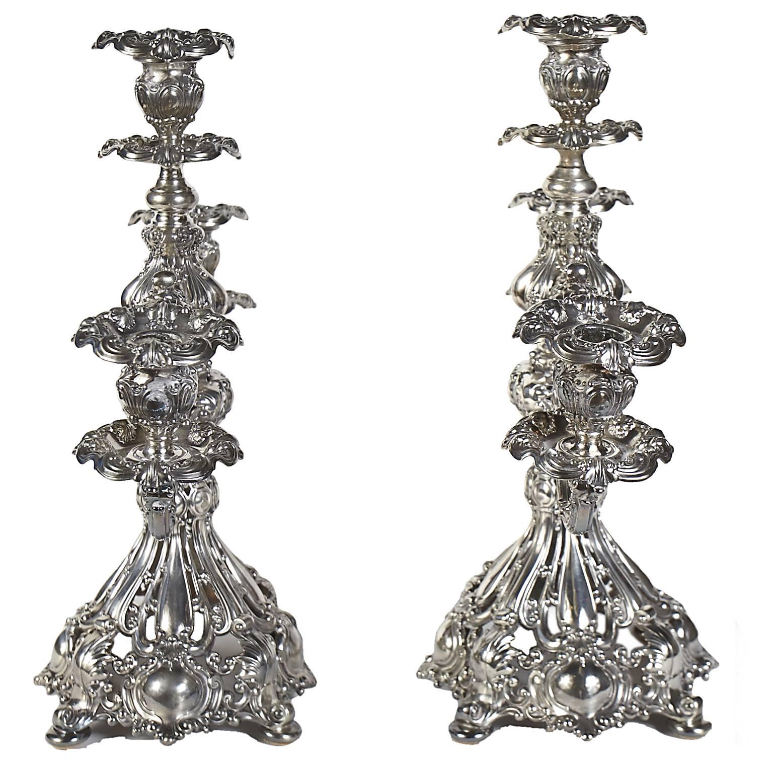 Victorian Late 19th Century Silver Plate Reed and Barton Candelabras 