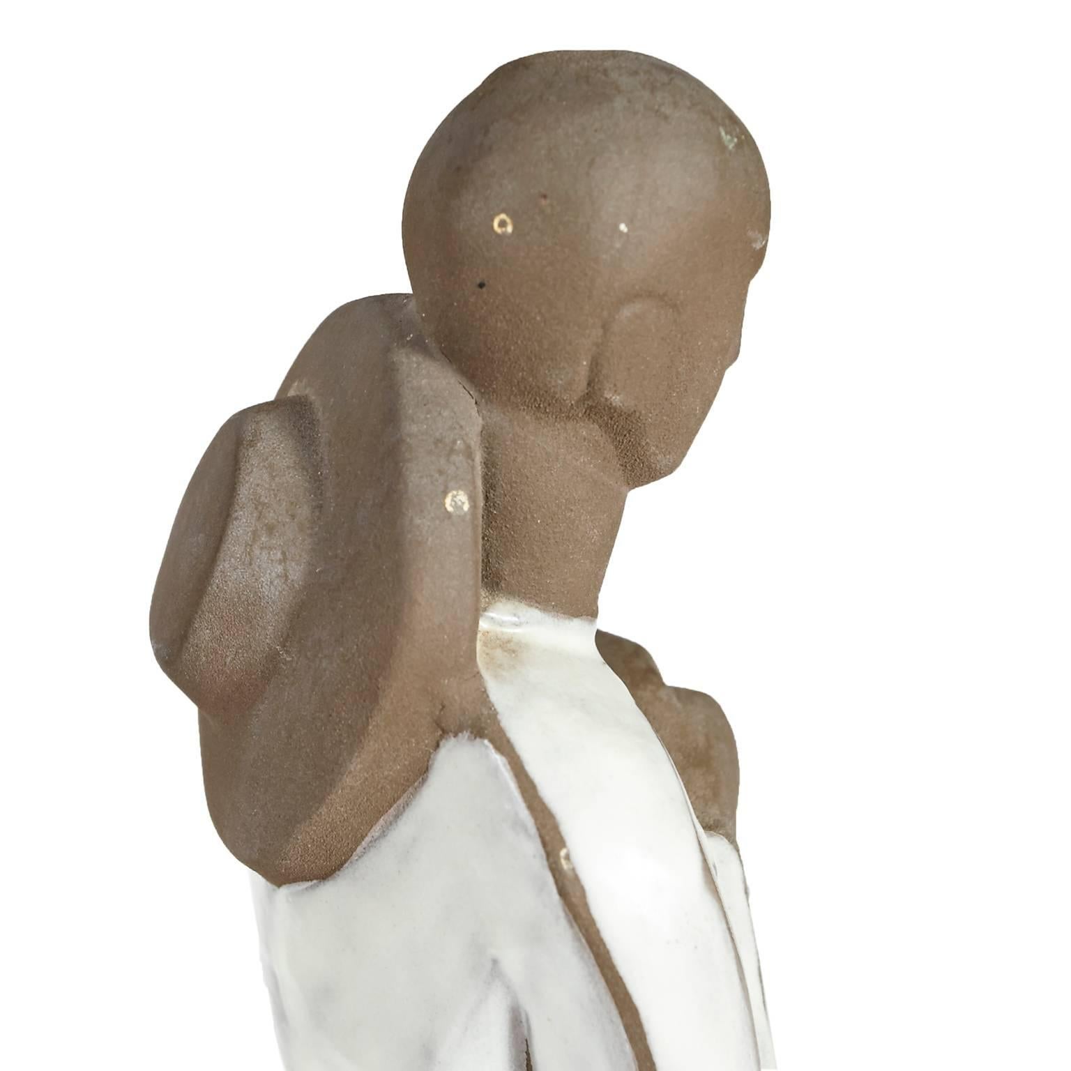 Striking Pair of Ceramic WPA Era/Art Deco Figurines Depicting Workers For Sale 2