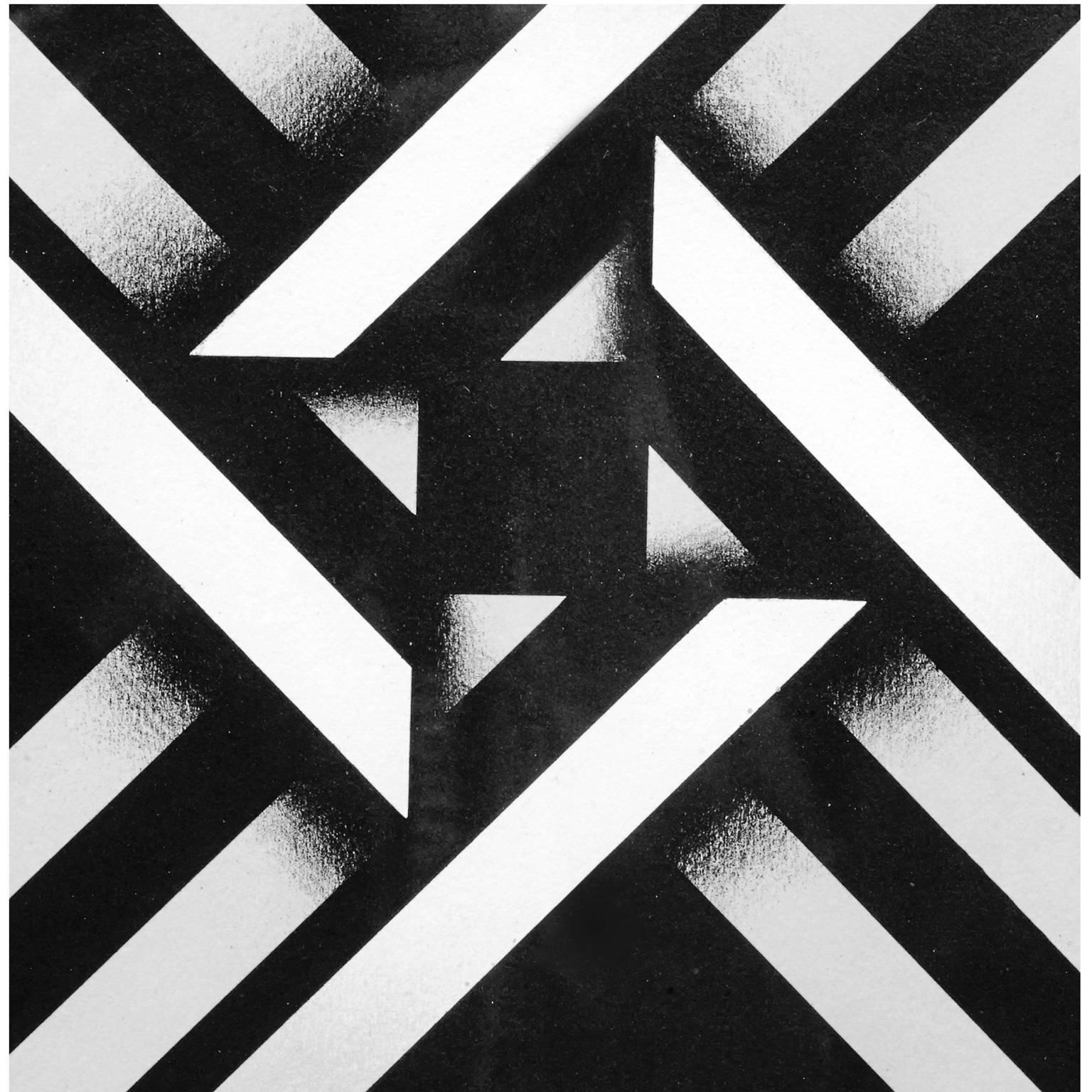 Other Omar Rayo, Geometric Abstract Black and White Lithograph, Titled, Xaphan For Sale