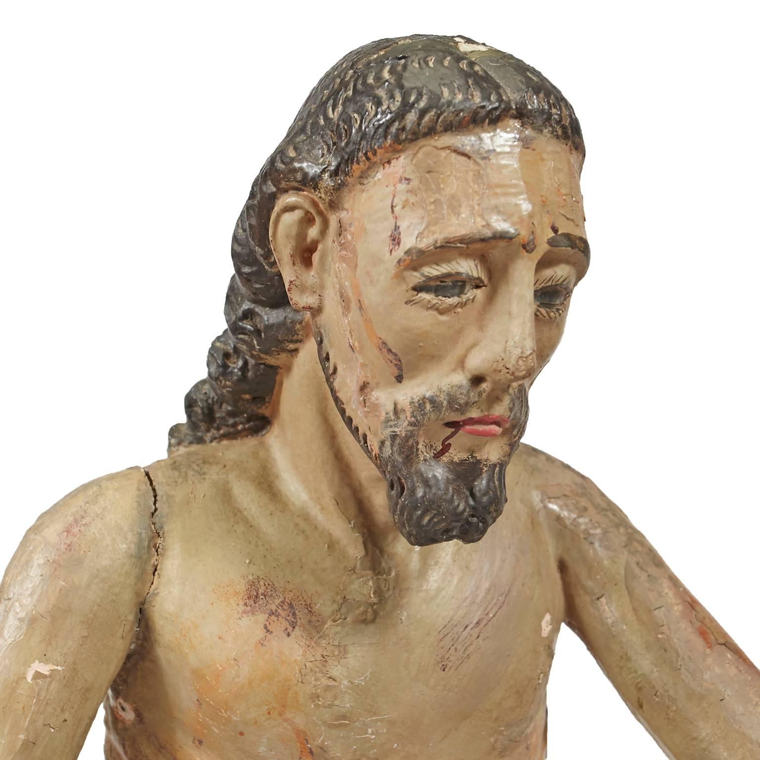 Hand-Carved and Painted Statue Depicting the Flagellation of Christ In Good Condition For Sale In Tucson, AZ