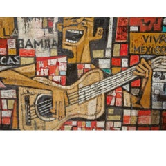 Large Oil on Canvas by Tucson, Arizona Artist, Eugene MacKaben, Guitar Player