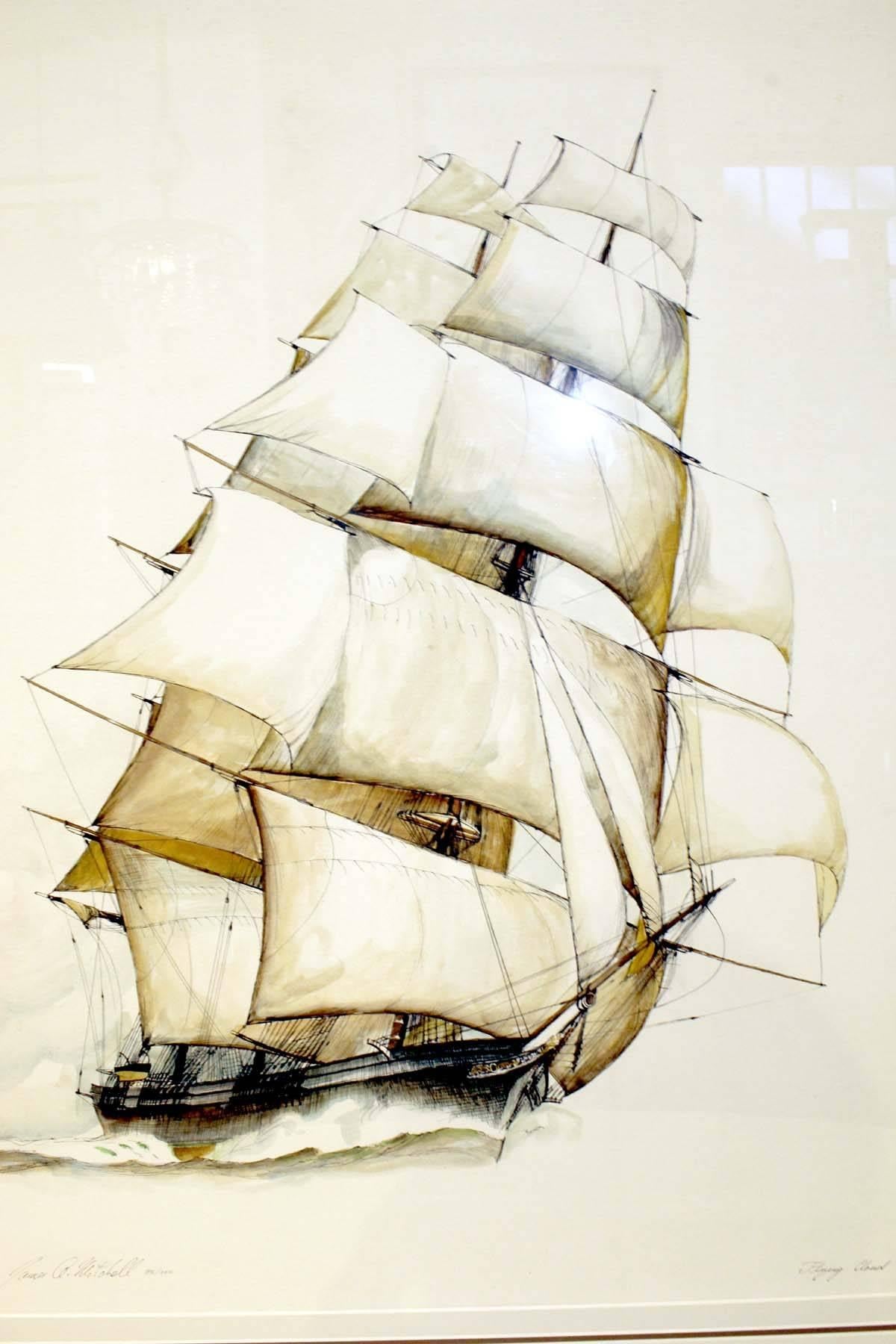 A beautiful poetic image #98/200 this majestic ship is captured under full wind in her sails. Flying Cloud was a clipper ship that set the world's sailing record for the fastest passage between New York and San Francisco, 89 days 8 hours. The ship
