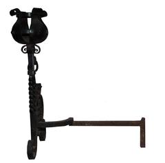 Large Late 19th Century Wrought Andirons
