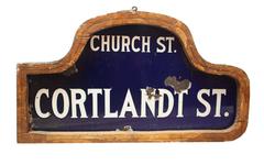 New York City Street Sign Church Street and Cortlandt Street