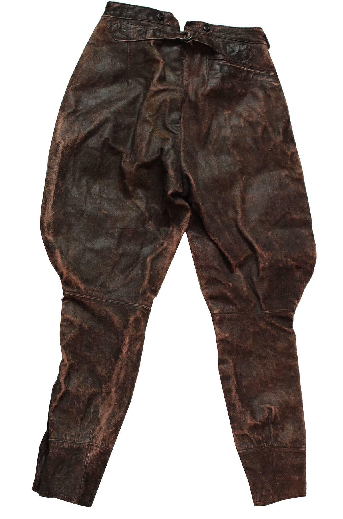 These are a pair of all leather riding pants from Europe.