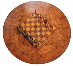 Inlaid Chess Table with Pieces