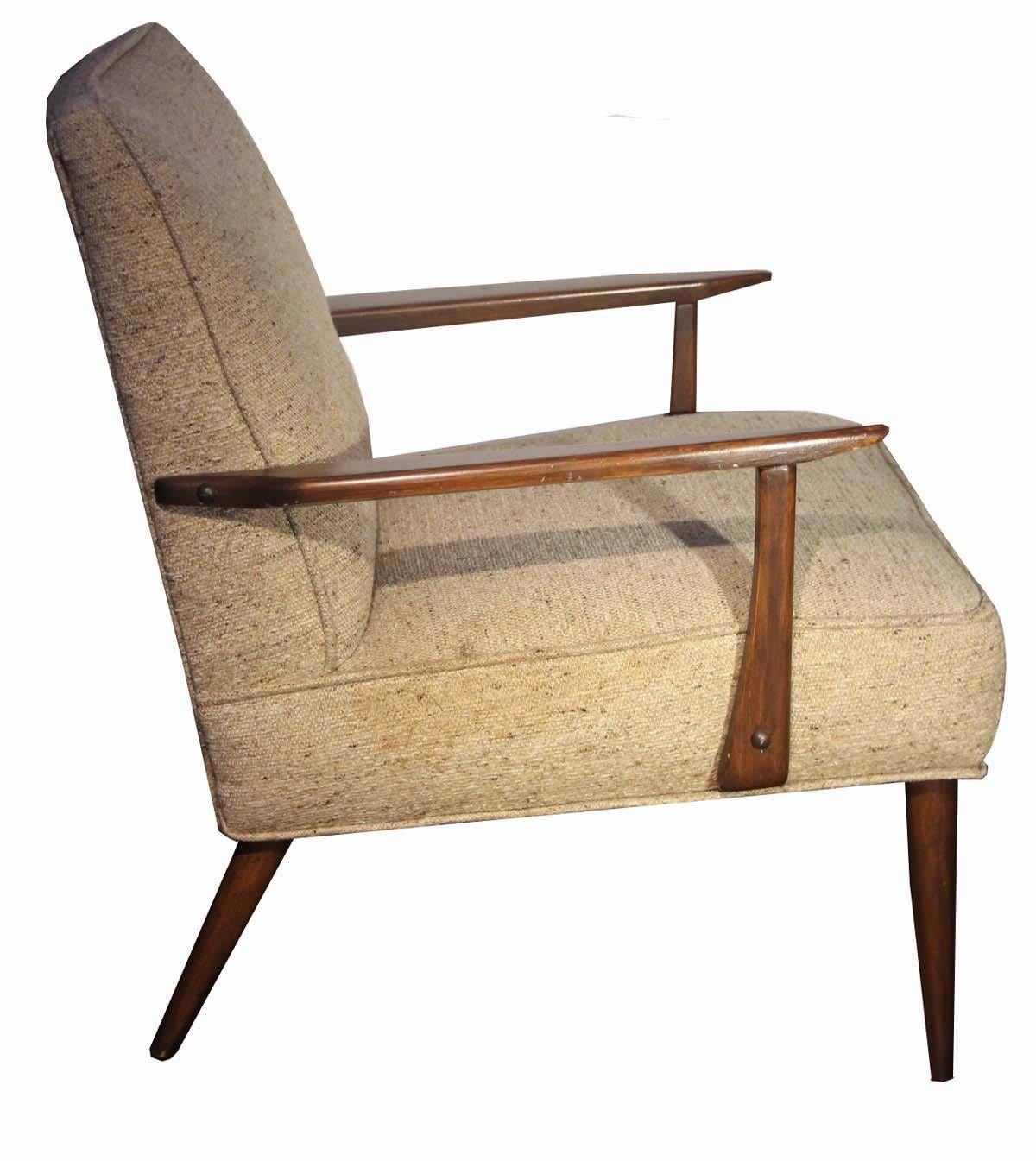 Great condition, these chairs have incredible lines with a beautiful patina on the wood. Solid as the day constructed the uph has been updated and in perfect condition. The lines say it all, pics are accurate depiction of these wonderful chairs.