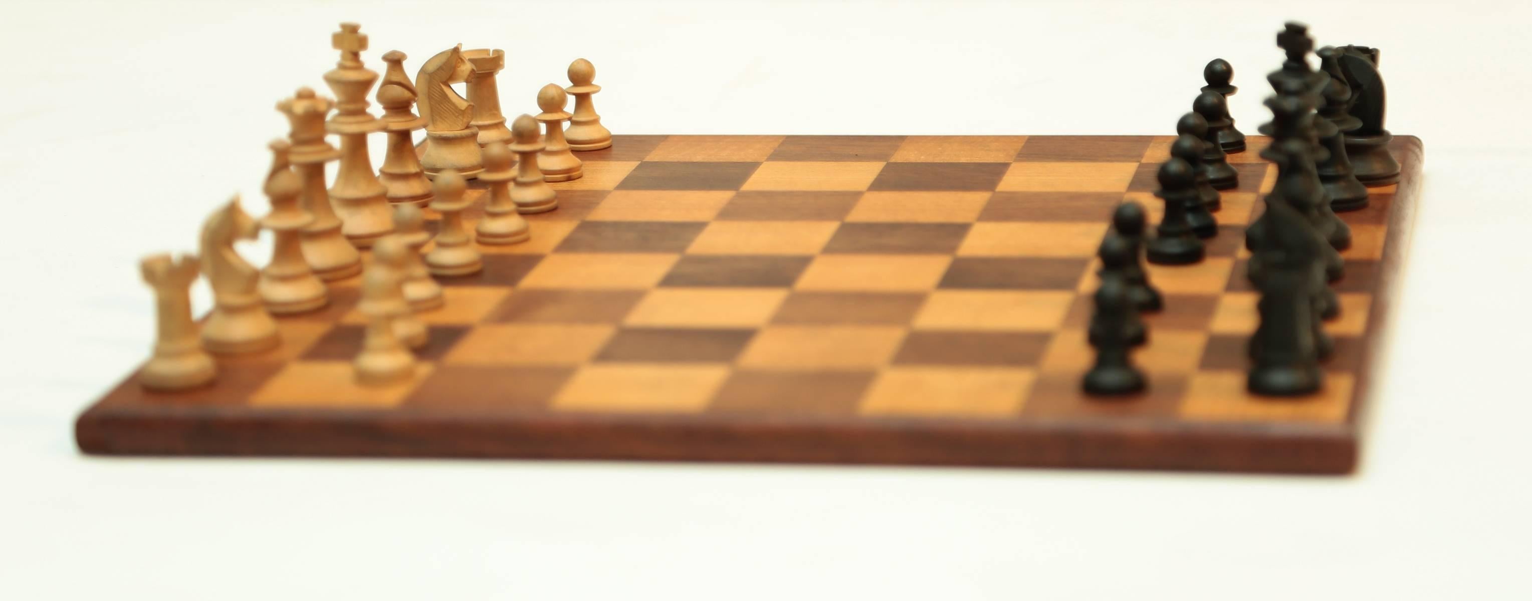 Antique wood chess set. Complete with turned and hand-carved pieces. A beautiful set in amazing condition.