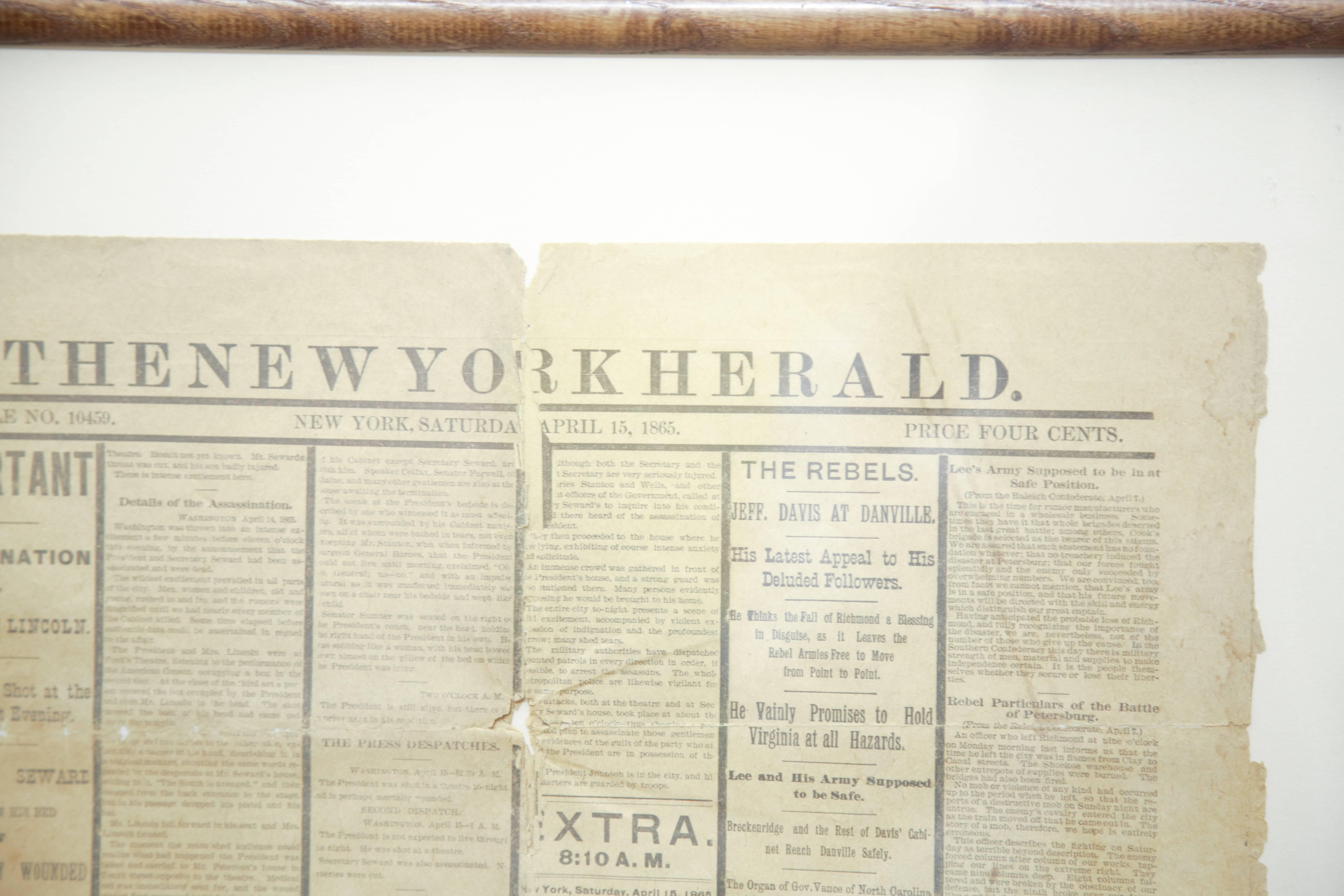 19th Century Antique Newspaper 1865 