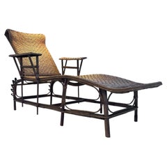 Antique Wicker Lounge Chair Chaise
