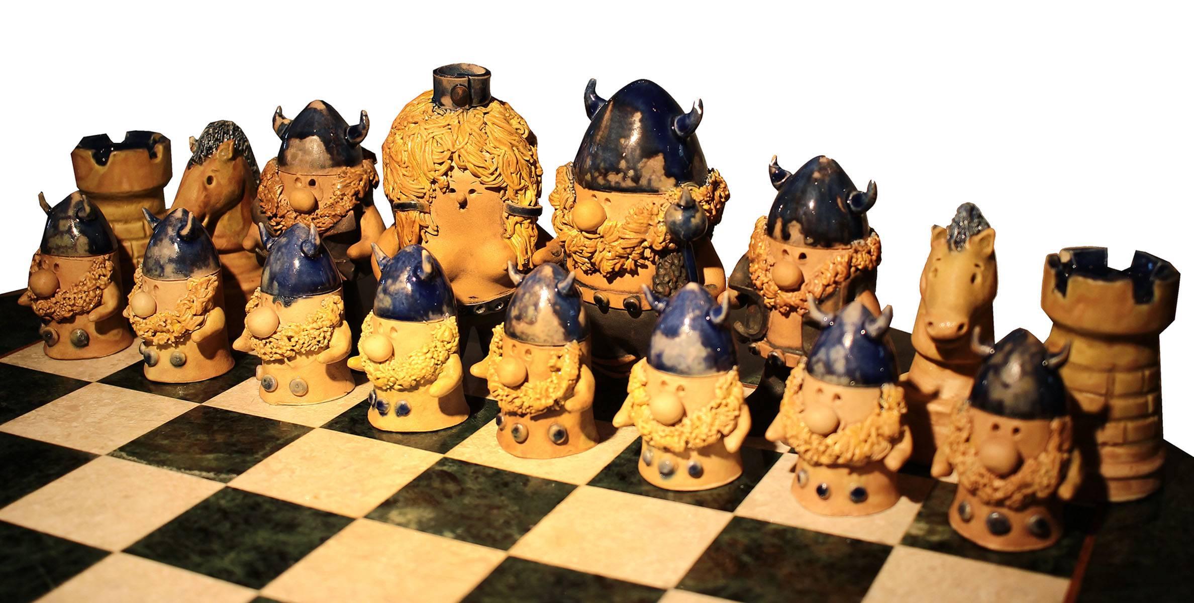 vintage ceramic chess set