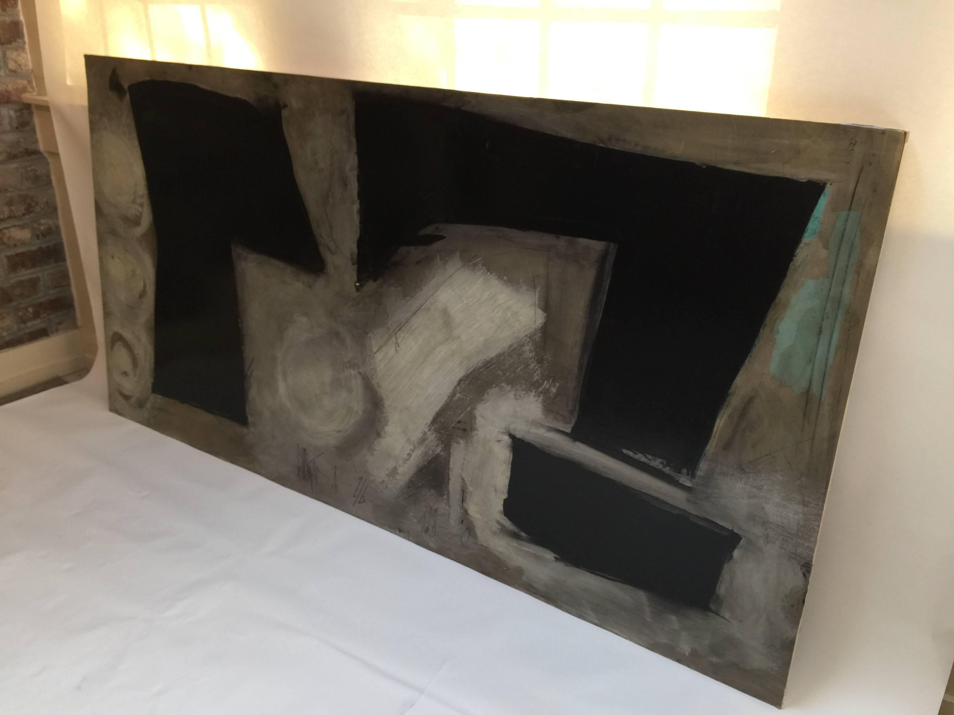 Huge Graham Harmon Black and White Abstract Painting, circa 1960 2
