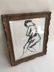 Mid-Century Abstract Black and White Nude Sketching by NY Artist Altman