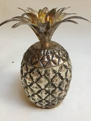 French Pineapple Ice Bucket Hammered Metal, 1970