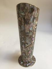 Vintage Mexican Martini Pitcher Abalone Shell Silver Plate, 1960