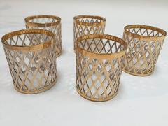 Imperial Glass 22kt Sekai Ichi Highball Glasses and Shoji Ice Bucket, 1960s